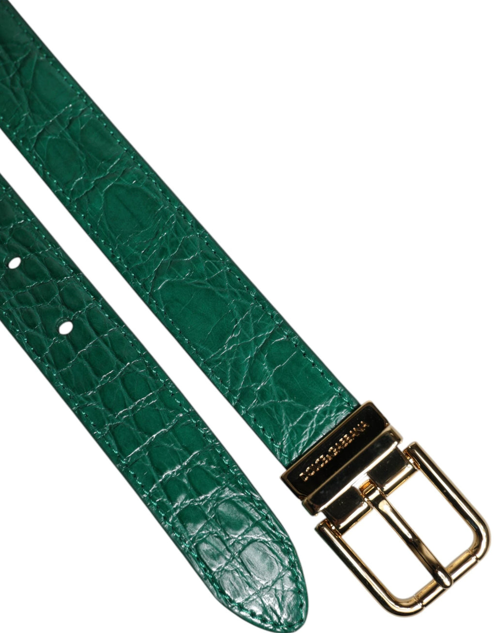 Dolce & Gabbana Green Leather Logo Metal Waist Buckle Belt by Dolce & Gabbana