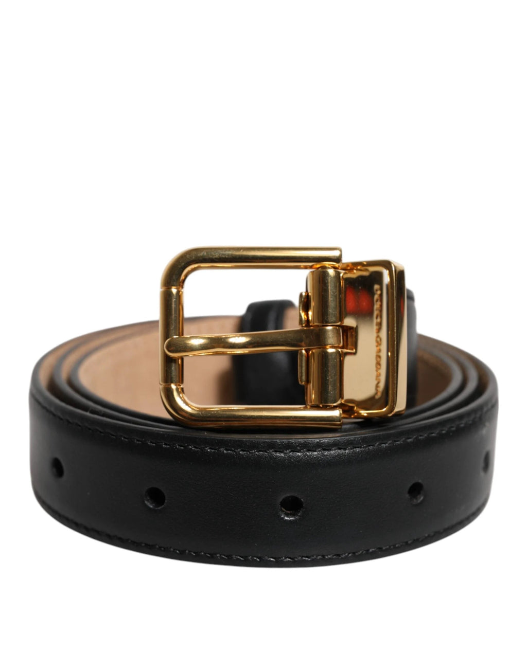 Dolce & Gabbana Black Leather Logo Metal Waist Buckle Belt by Dolce & Gabbana
