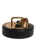 Dolce & Gabbana Black Leather Logo Metal Waist Buckle Belt by Dolce & Gabbana
