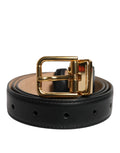 Ceinture Dolce &amp; Gabbana en cuir noir avec logo et boucle métallique.