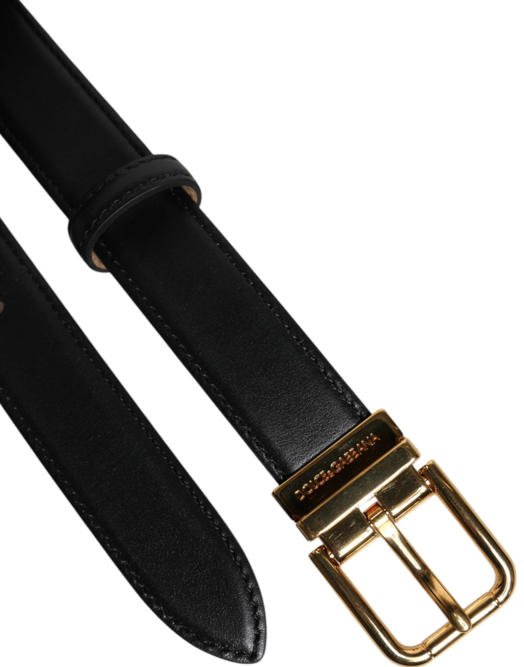 Dolce & Gabbana Black Leather Logo Metal Waist Buckle Belt by Dolce & Gabbana