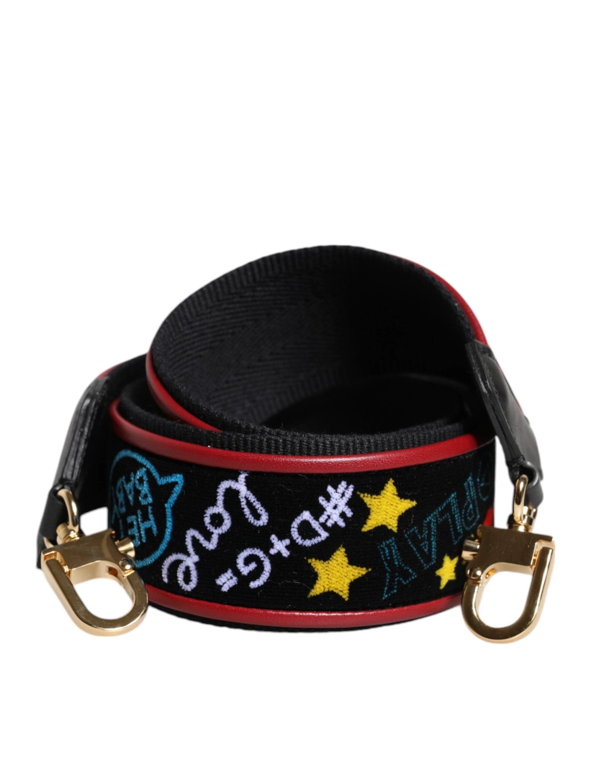 Dolce & Gabbana Black Cotton Printed Bag Shoulder Strap by Dolce & Gabbana