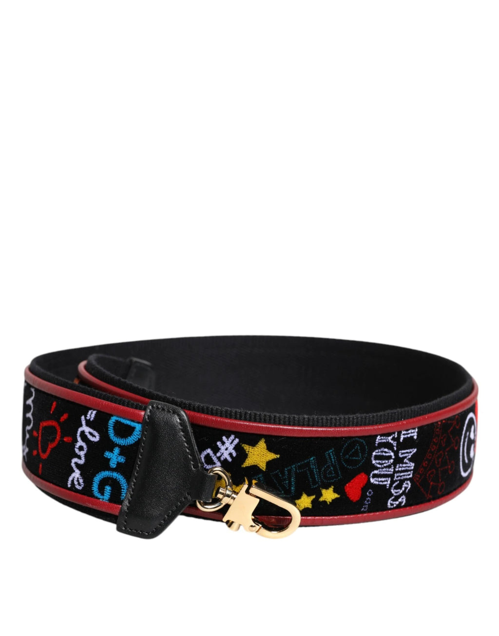 Dolce & Gabbana Black Cotton Printed Bag Shoulder Strap by Dolce & Gabbana