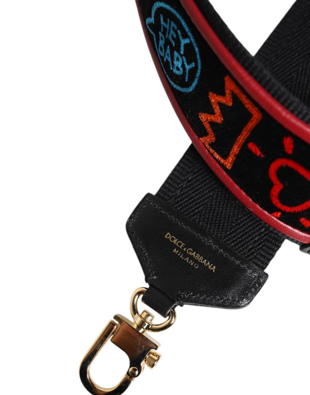 Dolce & Gabbana Black Cotton Printed Bag Shoulder Strap by Dolce & Gabbana