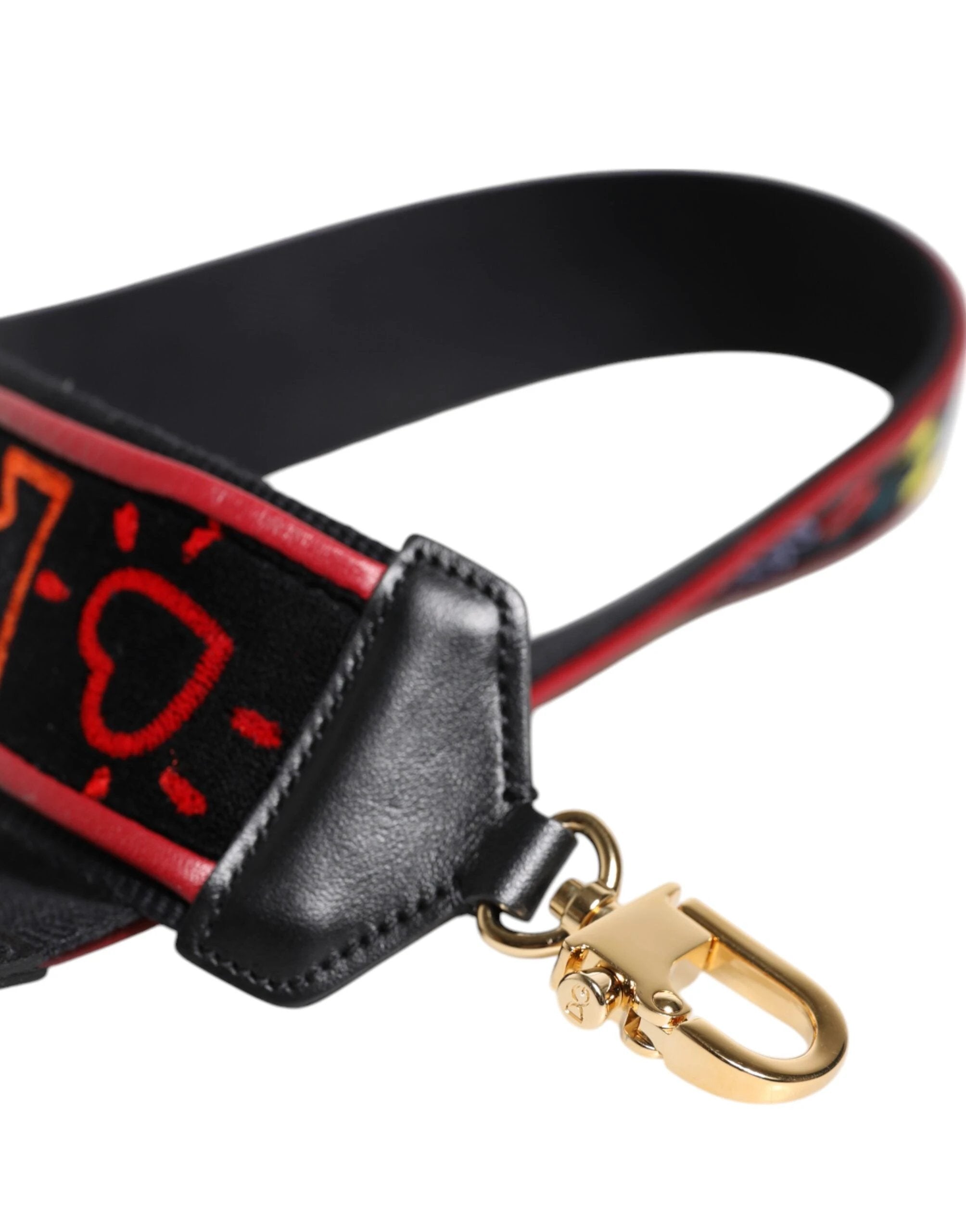 Dolce & Gabbana Black Cotton Printed Bag Shoulder Strap by Dolce & Gabbana