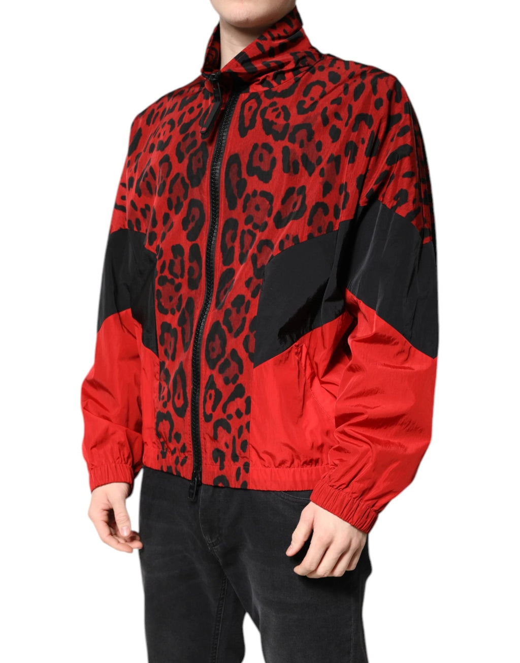 Dolce & Gabbana Red Leopard Nylon Bomber Full Zip Jacket by Dolce & Gabbana
