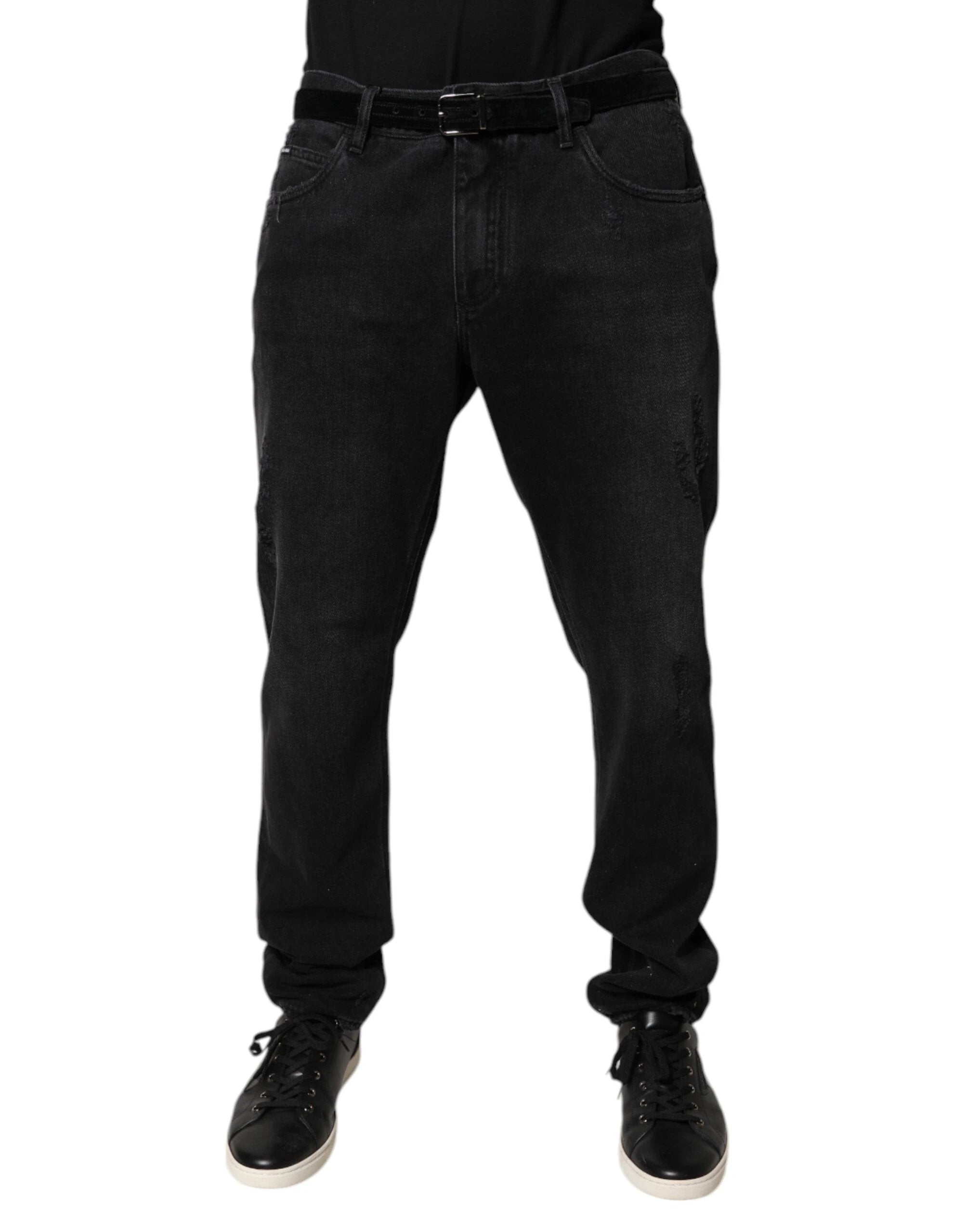 Dolce & Gabbana Black Cotton Skinny Men Denim Jeans by Dolce & Gabbana