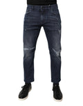 Dolce & Gabbana Blue Cotton Stretch Skinny Men Denim Jeans by Dolce & Gabbana