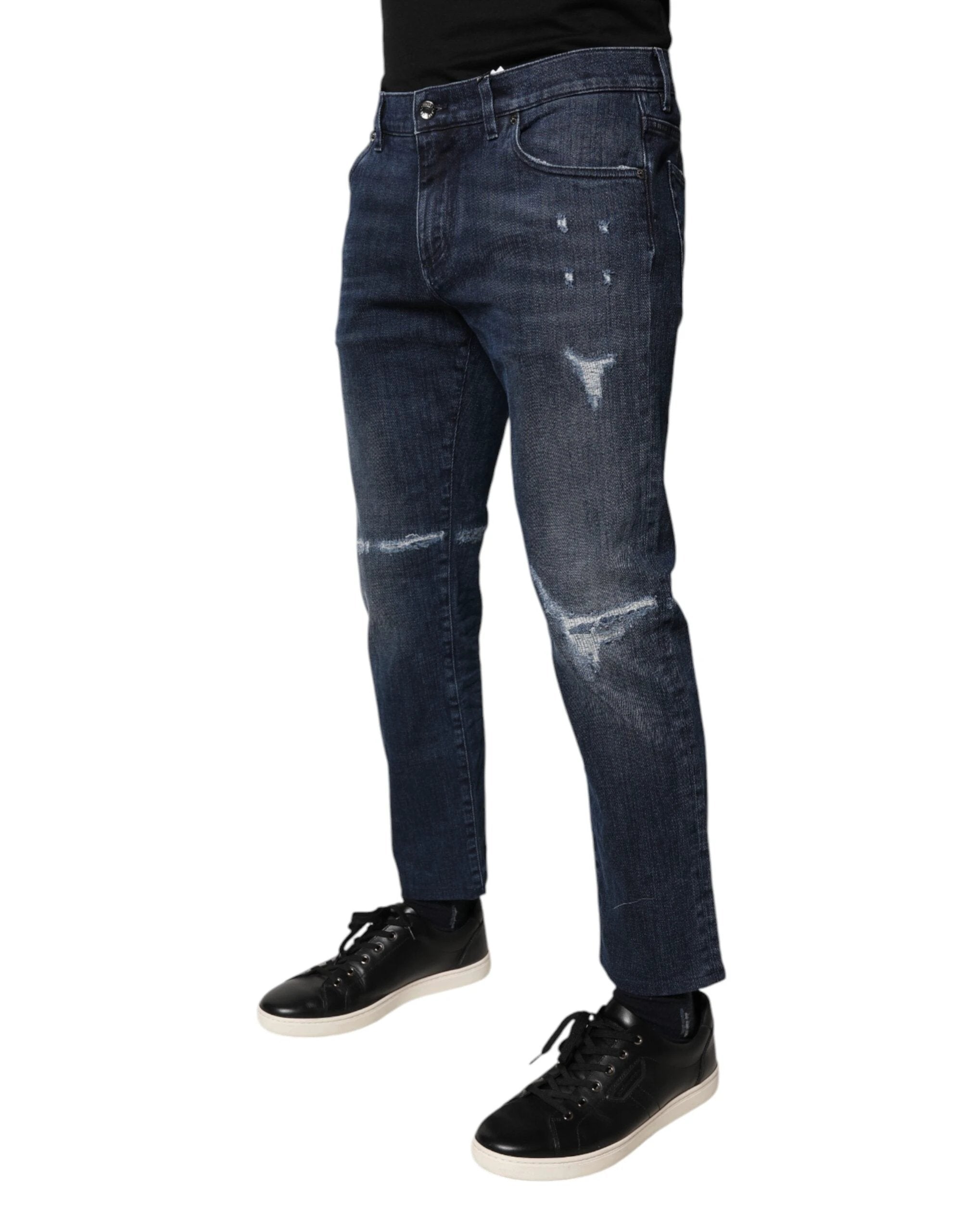 Dolce & Gabbana Blue Cotton Stretch Skinny Men Denim Jeans by Dolce & Gabbana