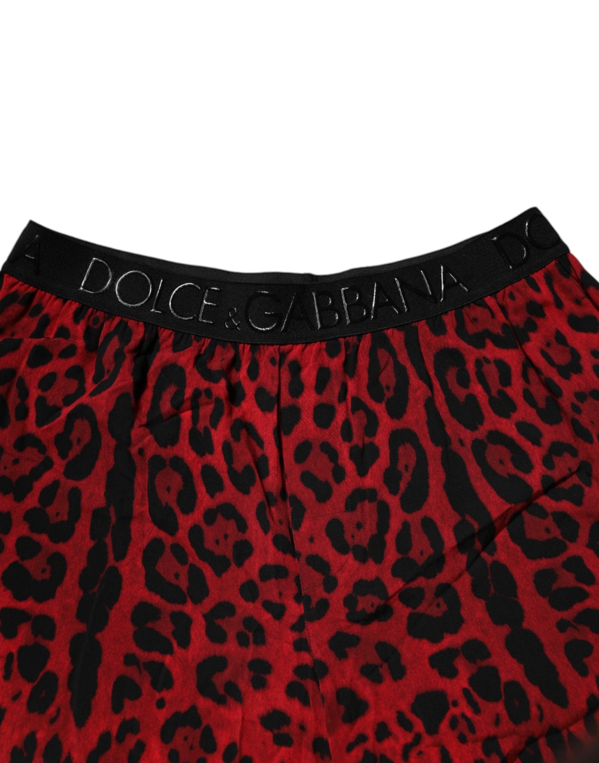 Dolce & Gabbana Red Leopard Print Viscose Bermuda Shorts by Dolce & Gabbana
