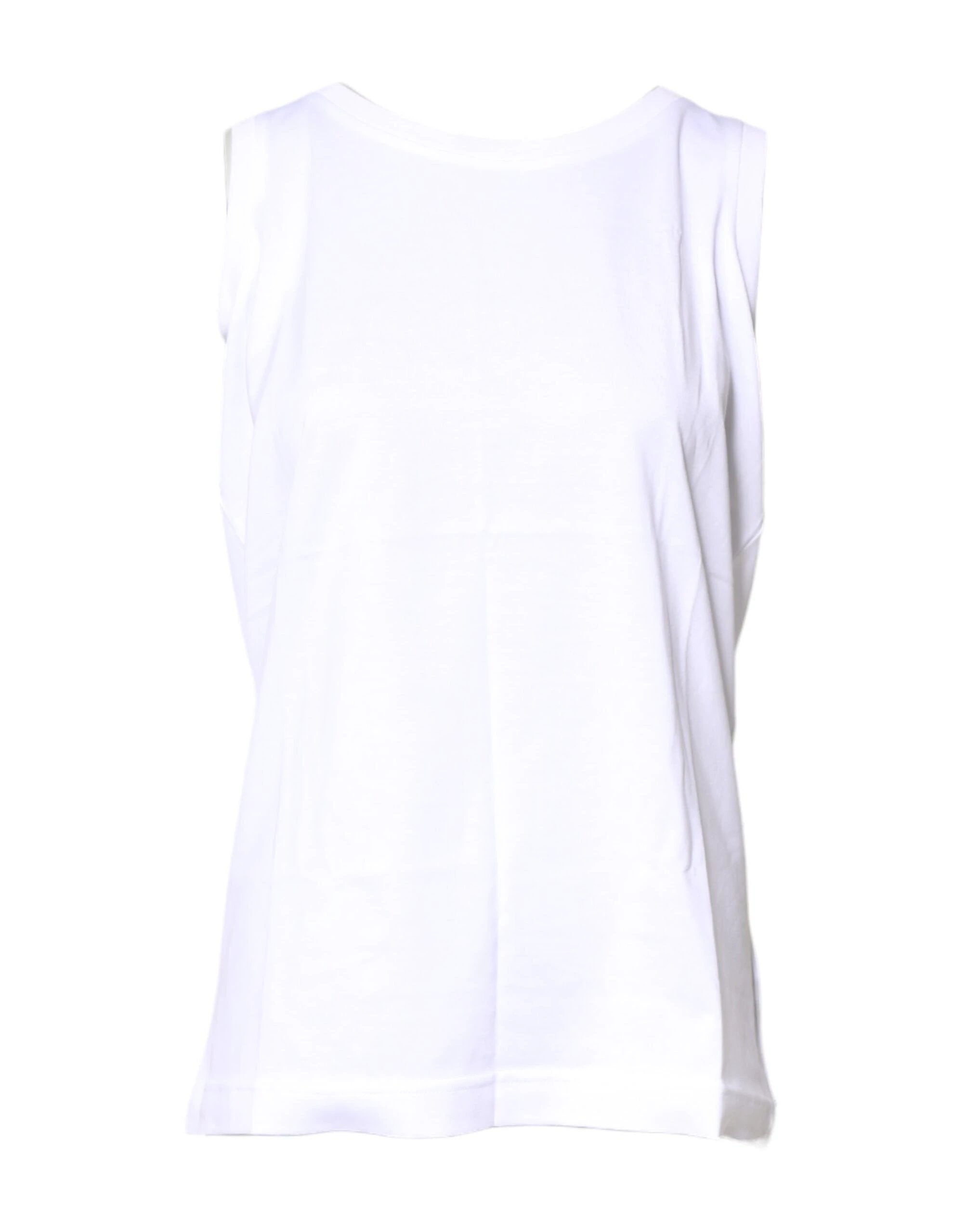 Dolce & Gabbana White Cotton Sleeveless Crew Neck T-shirt by Dolce & Gabbana