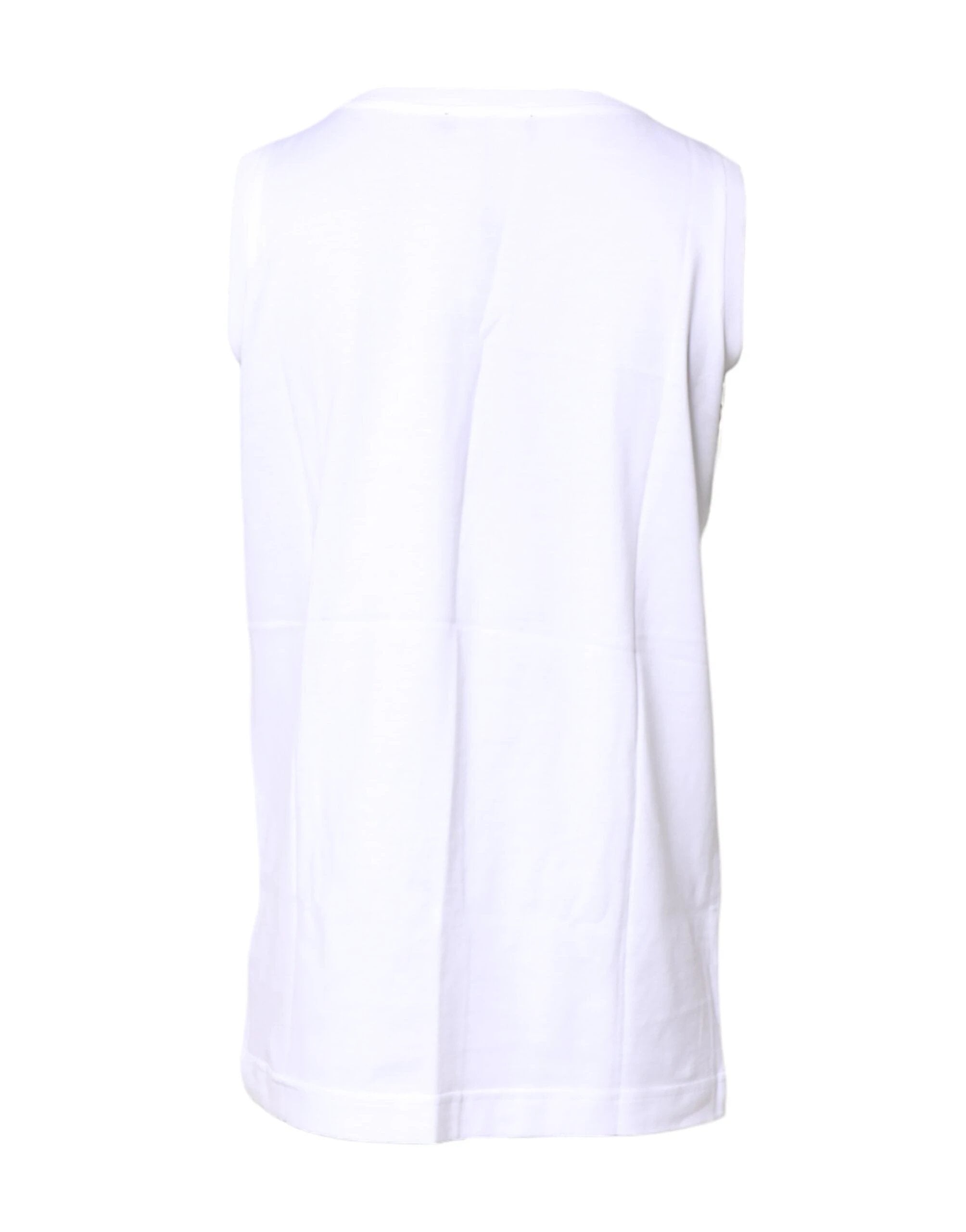 Dolce & Gabbana White Cotton Sleeveless Crew Neck T-shirt by Dolce & Gabbana