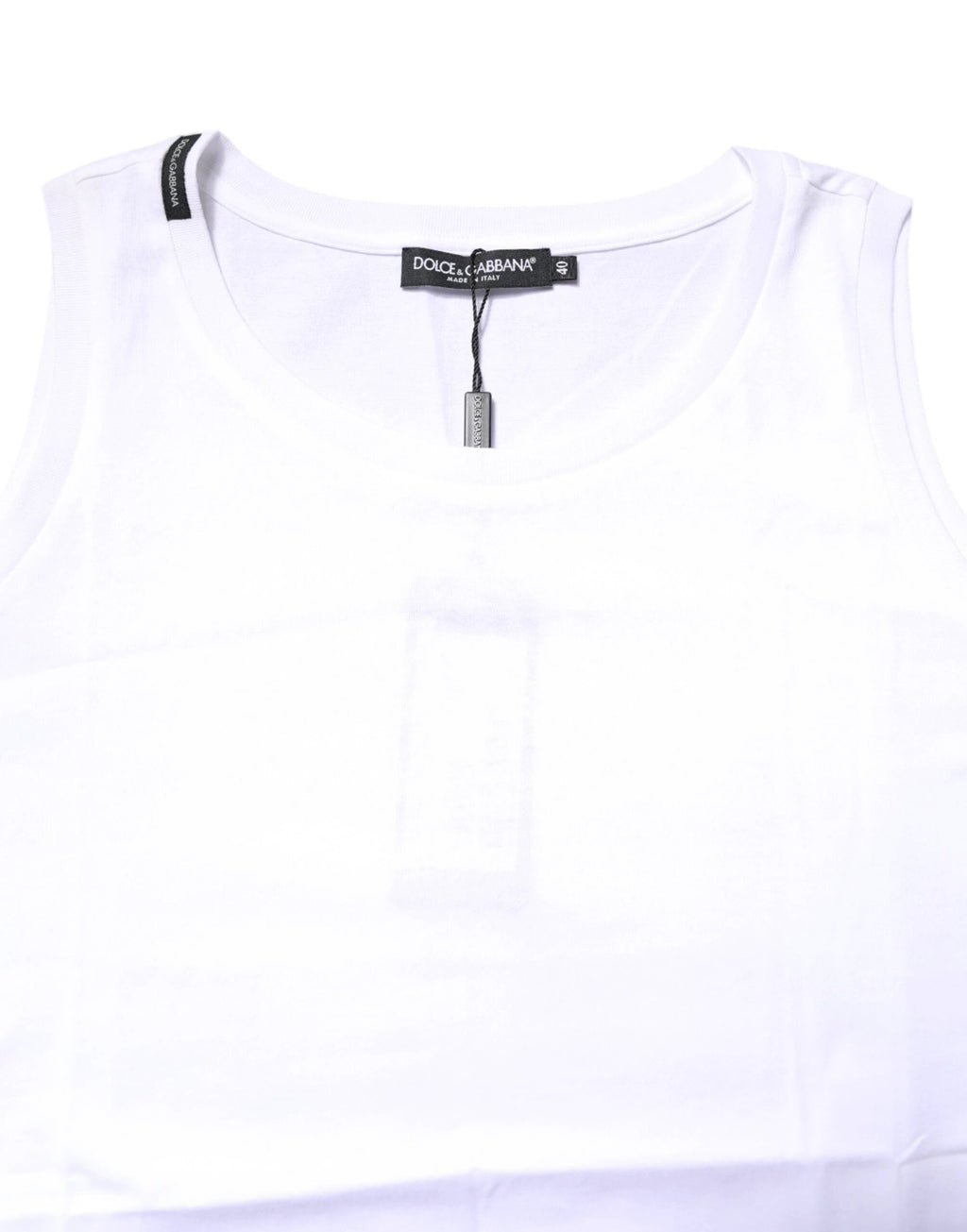 Dolce & Gabbana White Cotton Sleeveless Crew Neck T-shirt by Dolce & Gabbana