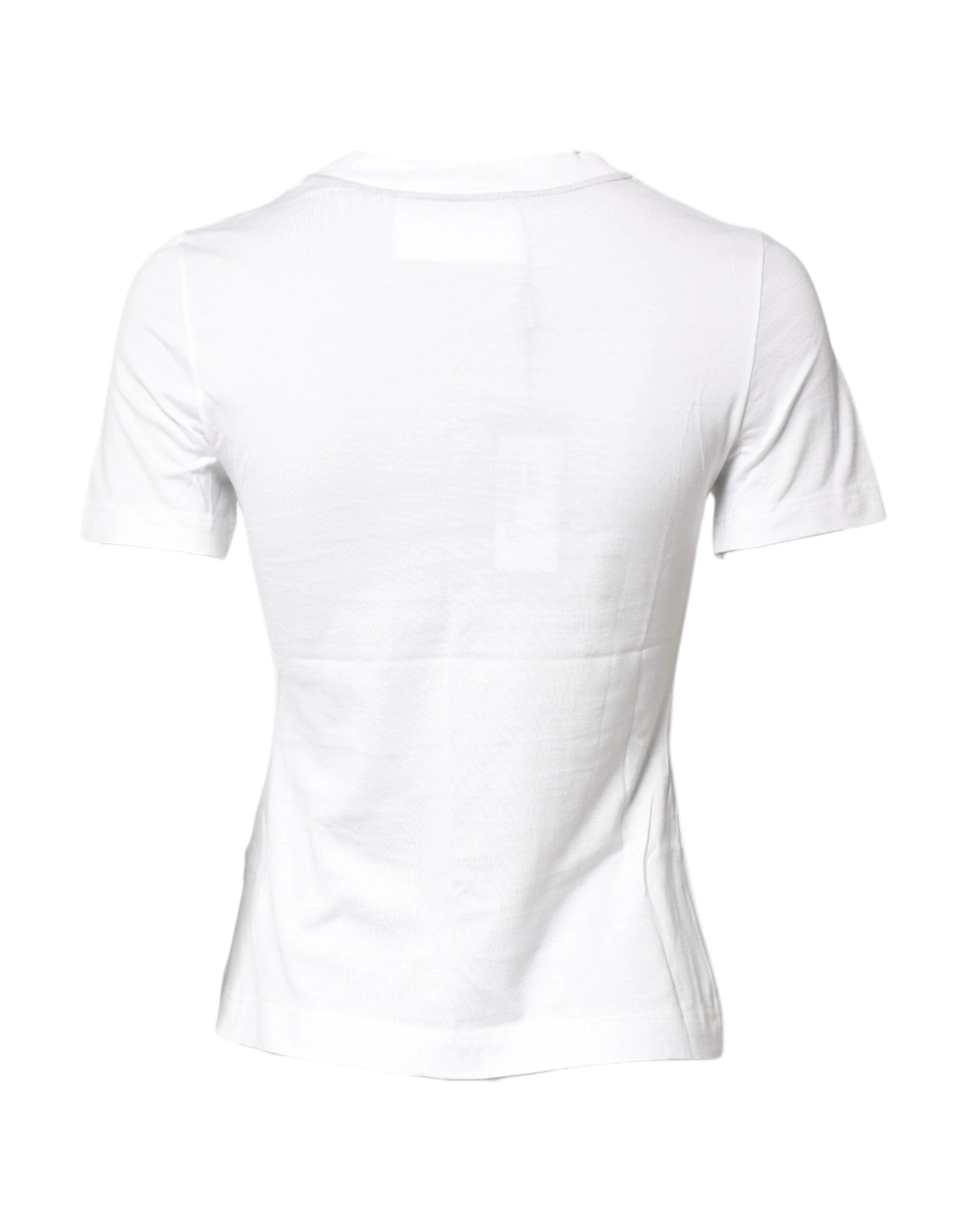 Dolce & Gabbana White Cotton Graphic Print Crew Neck T-shirt by Dolce & Gabbana