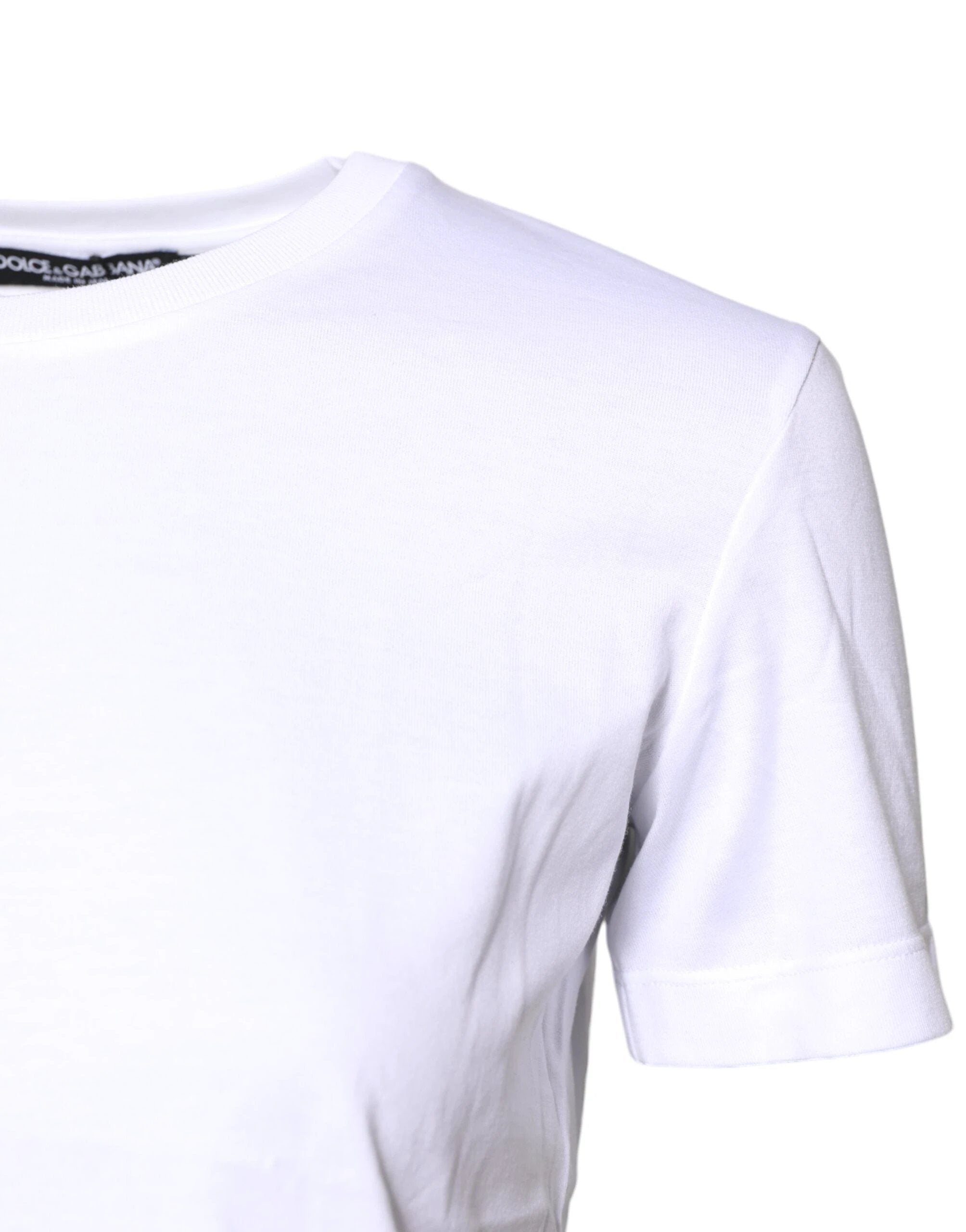 Dolce & Gabbana White Cotton Crew Neck Short Sleeves T-shirt by Dolce & Gabbana