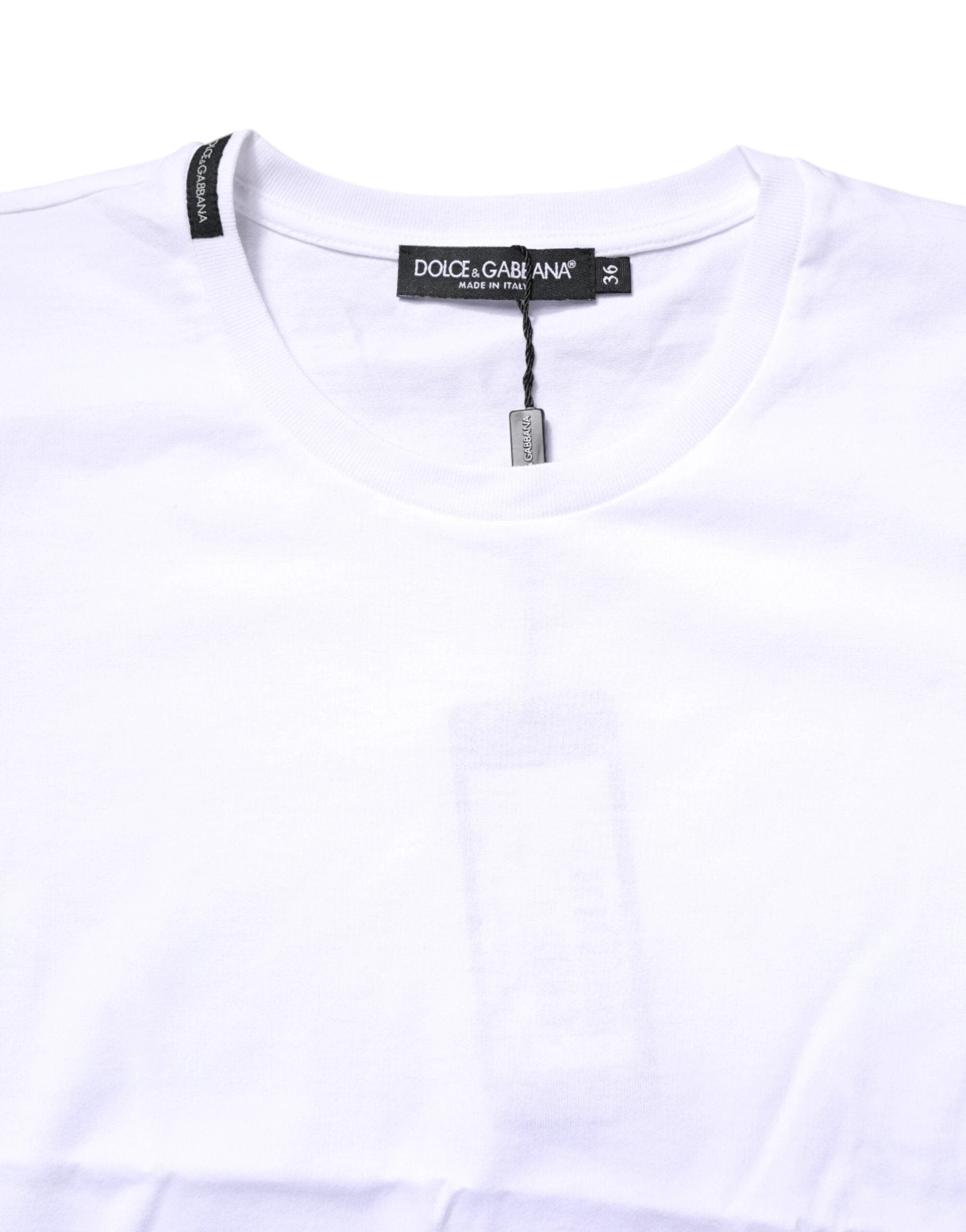 Dolce & Gabbana White Cotton Crew Neck Short Sleeves T-shirt by Dolce & Gabbana