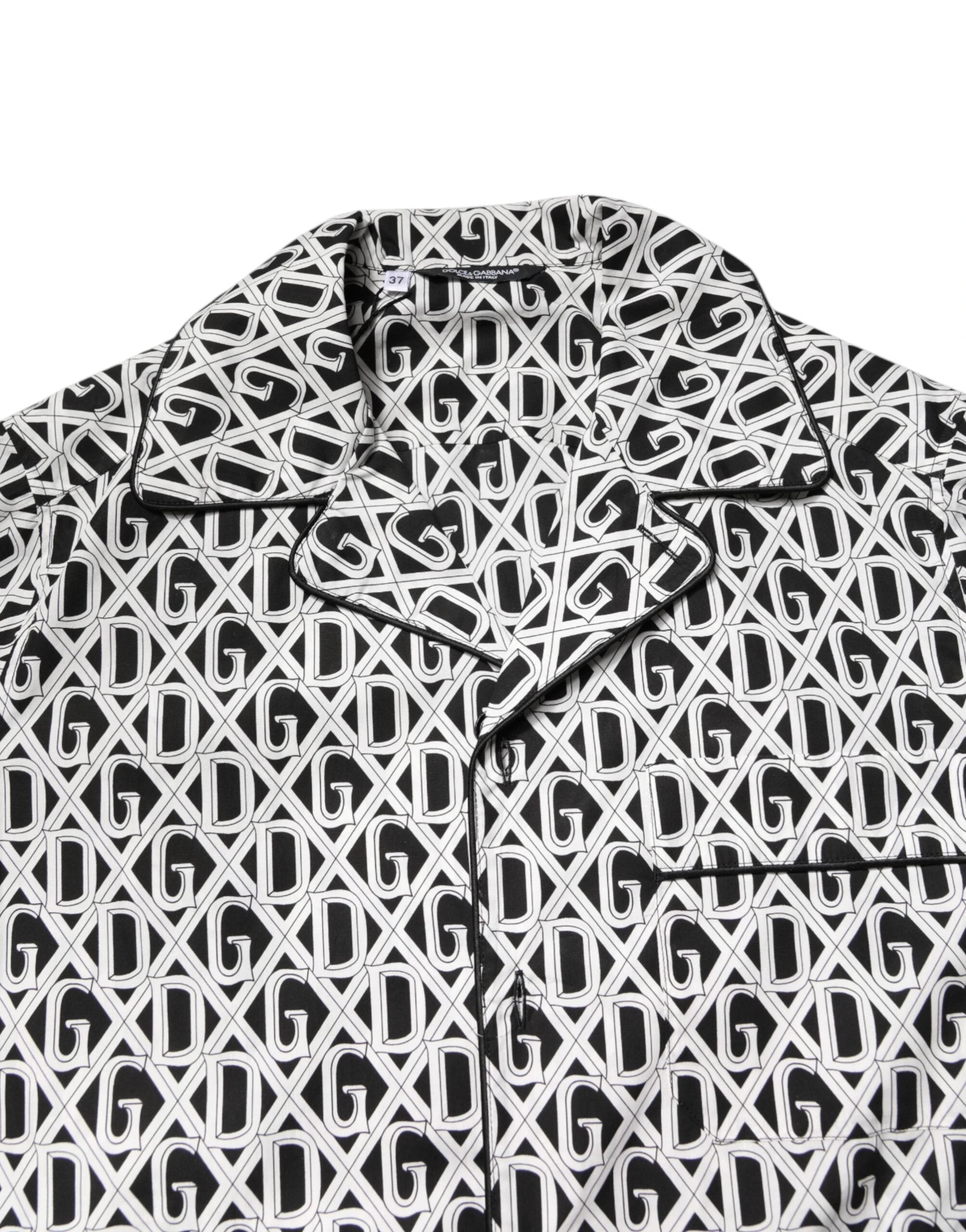 Dolce & Gabbana Black White DG Print Cotton Pajama Set Sleepwear by Dolce & Gabbana