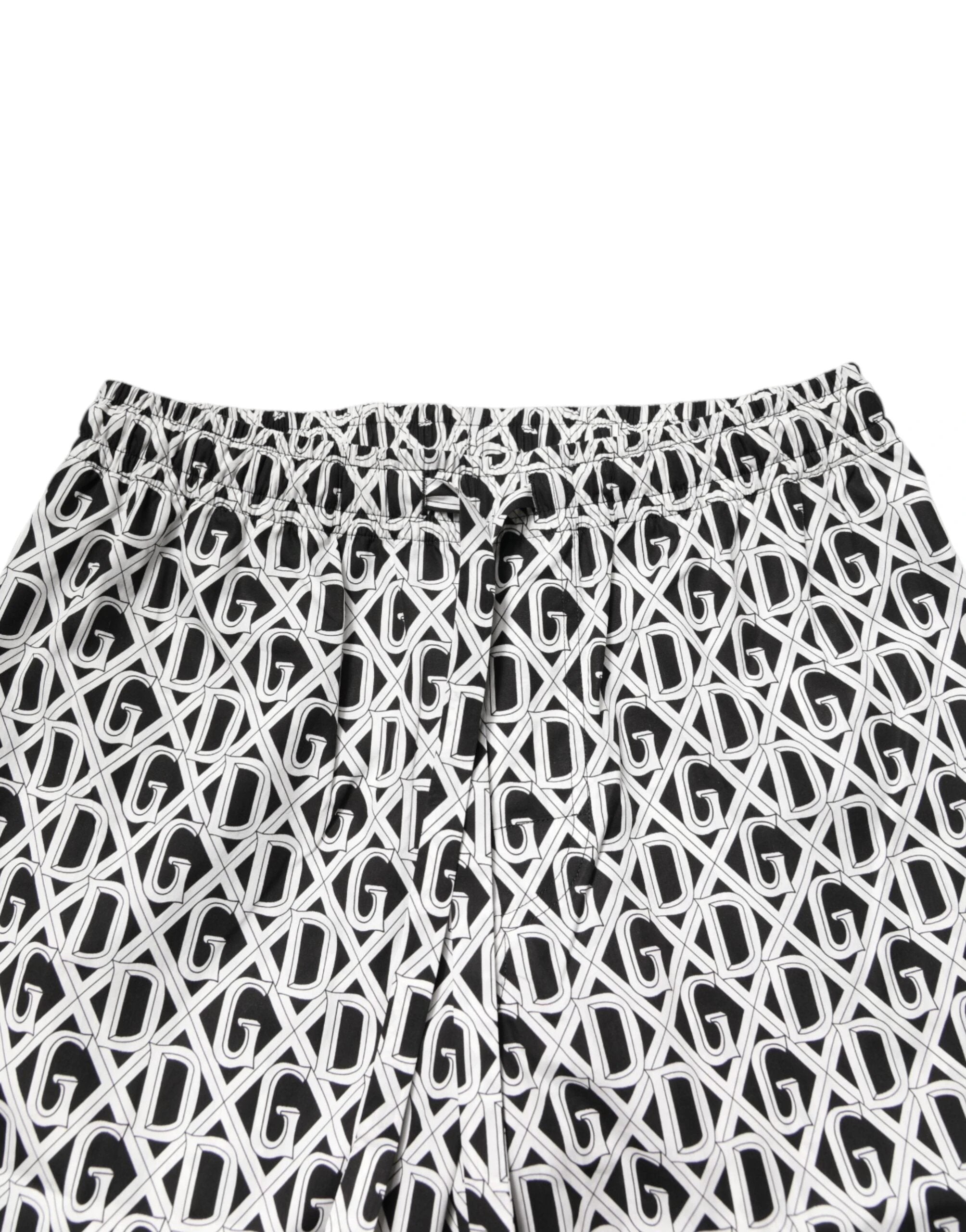 Dolce & Gabbana Black White DG Print Cotton Pajama Set Sleepwear by Dolce & Gabbana