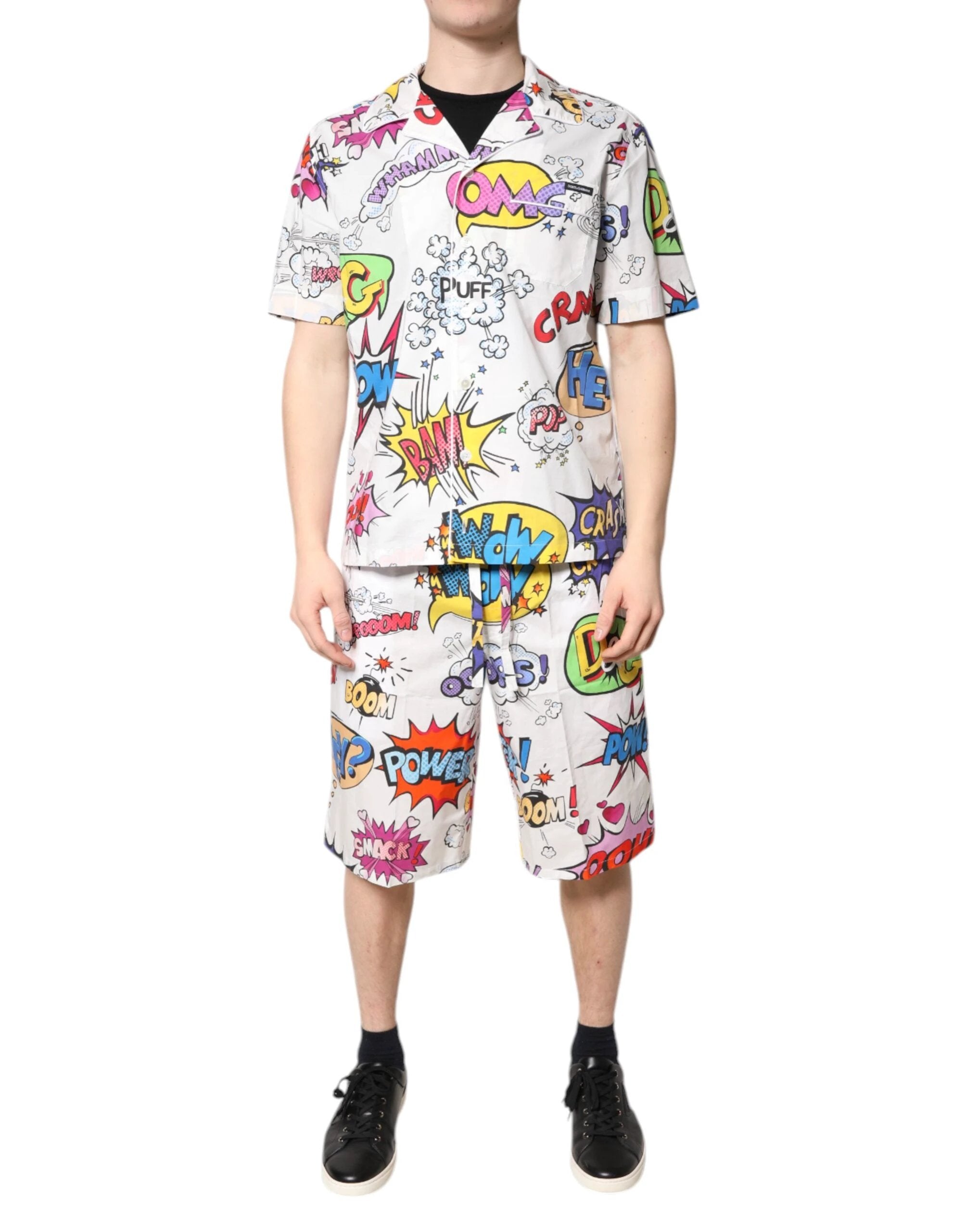 Dolce & Gabbana White Cartoon Print Cotton Men Pajama Set Sleepwear by Dolce & Gabbana