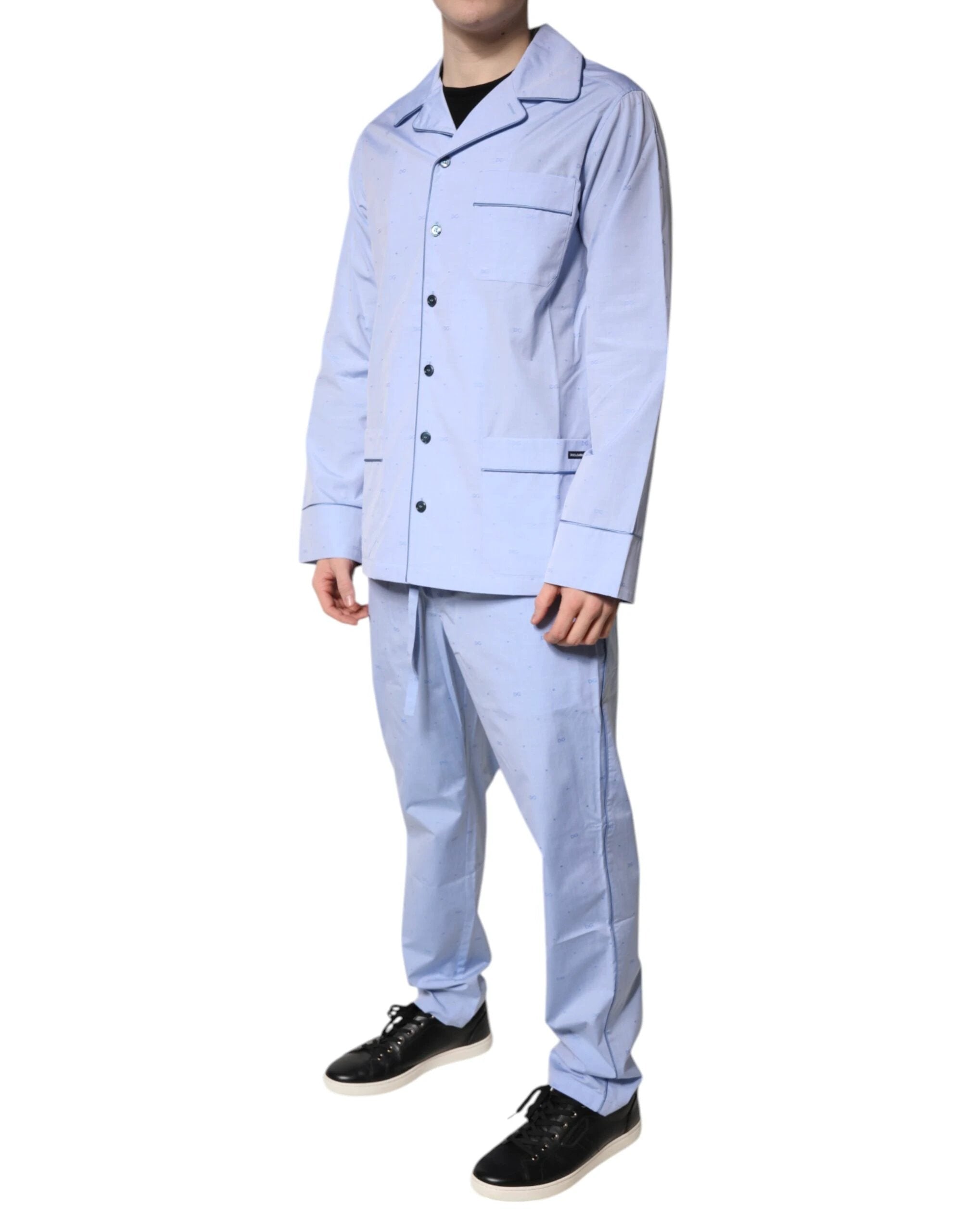 Dolce & Gabbana Light Blue DG Logo Cotton Men Pajama Set Sleepwear by Dolce & Gabbana