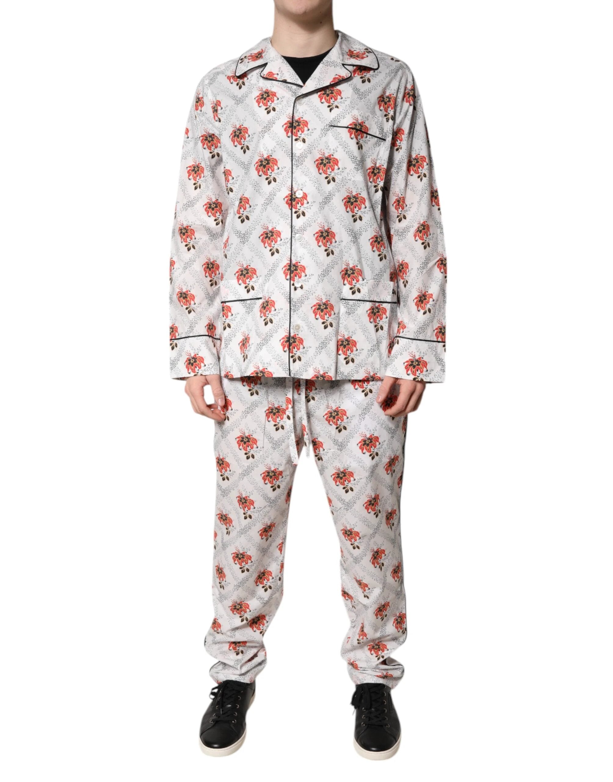 Dolce & Gabbana Multicolor Floral Print Cotton Pajama Set Sleepwear by Dolce & Gabbana