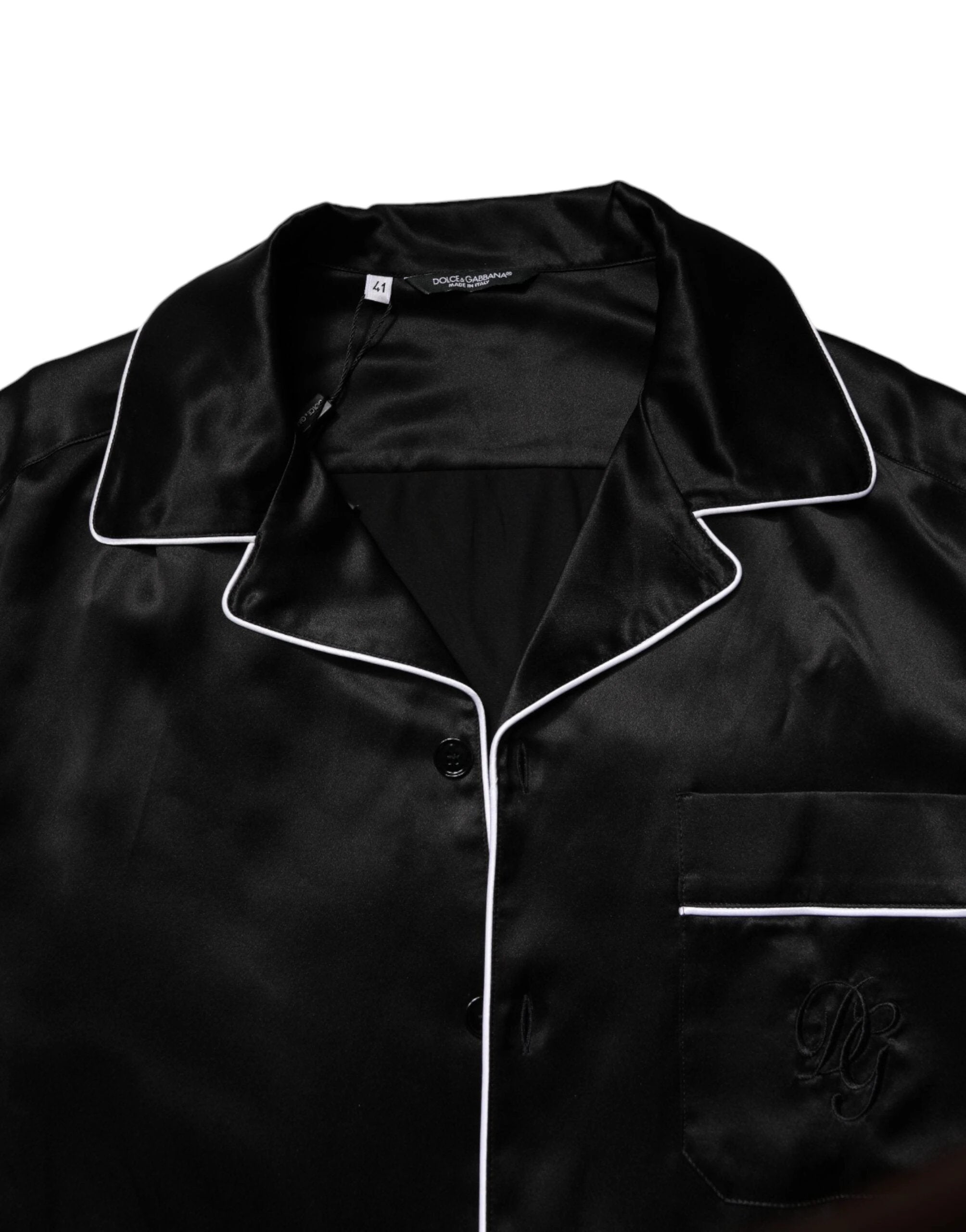 Dolce & Gabbana Black Silk Shirt Pants Pajama Set Sleepwear by Dolce & Gabbana