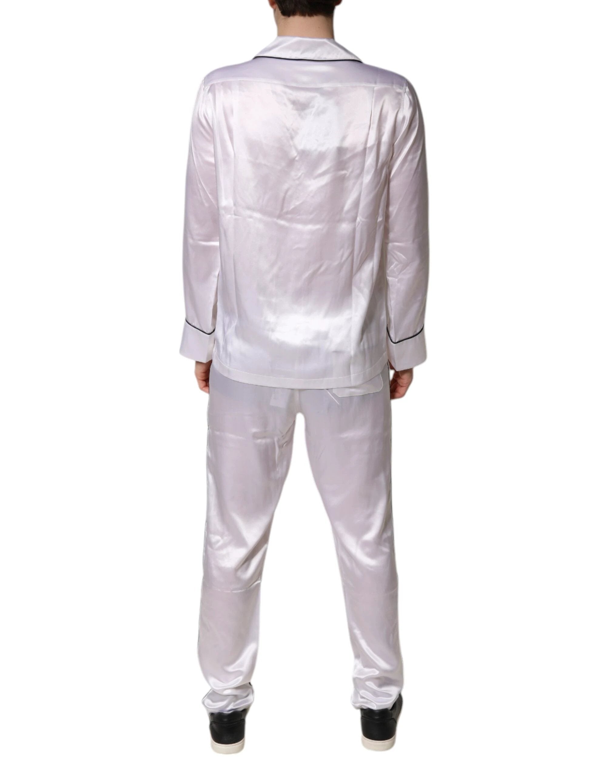 Dolce & Gabbana White Satin Silk Men Pajama Set Sleepwear by Dolce & Gabbana