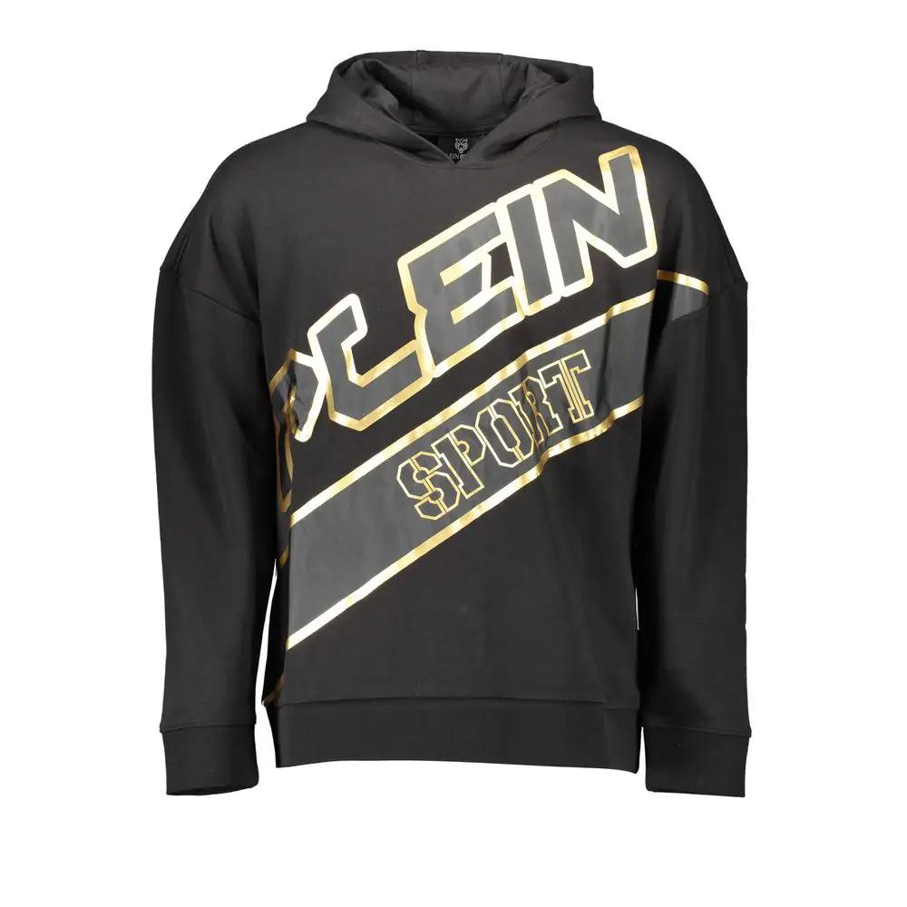 Men’s Black Cotton Hoodie – Plein Sport Logo Print Sweatshirt