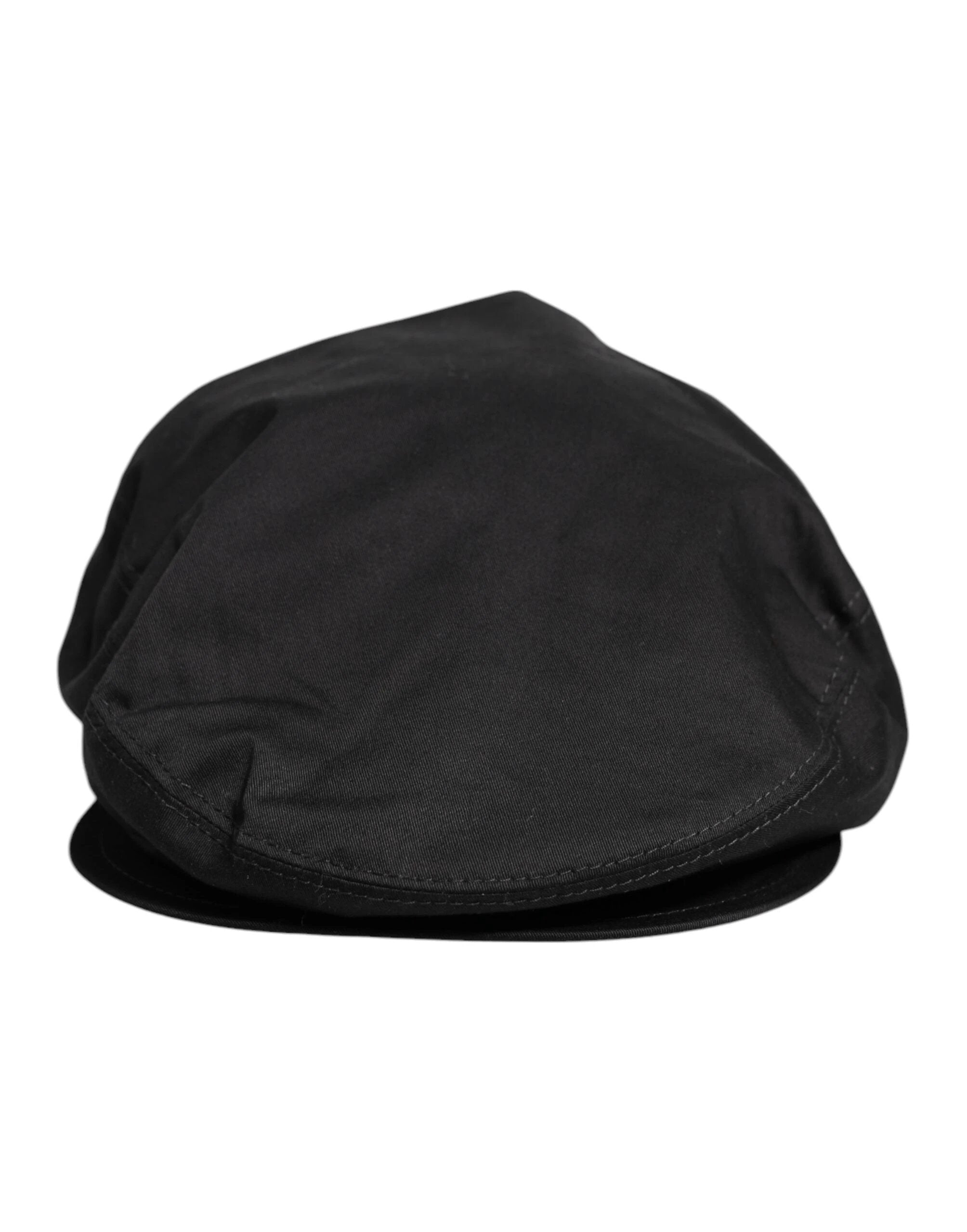 Dolce & Gabbana Black Cotton Newsboy Capello Cabbie Hat by Dolce & Gabbana