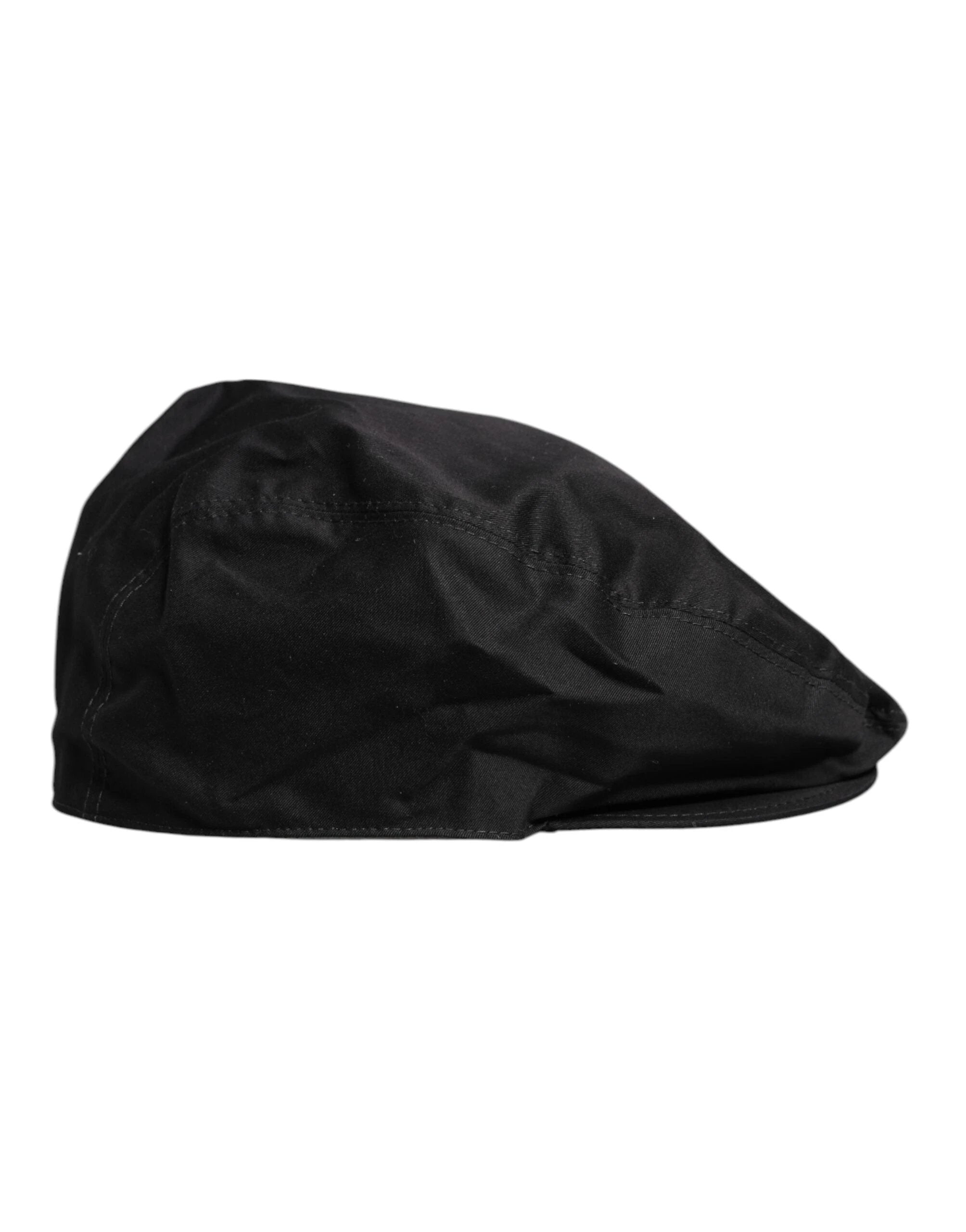 Dolce & Gabbana Black Cotton Newsboy Capello Cabbie Hat by Dolce & Gabbana