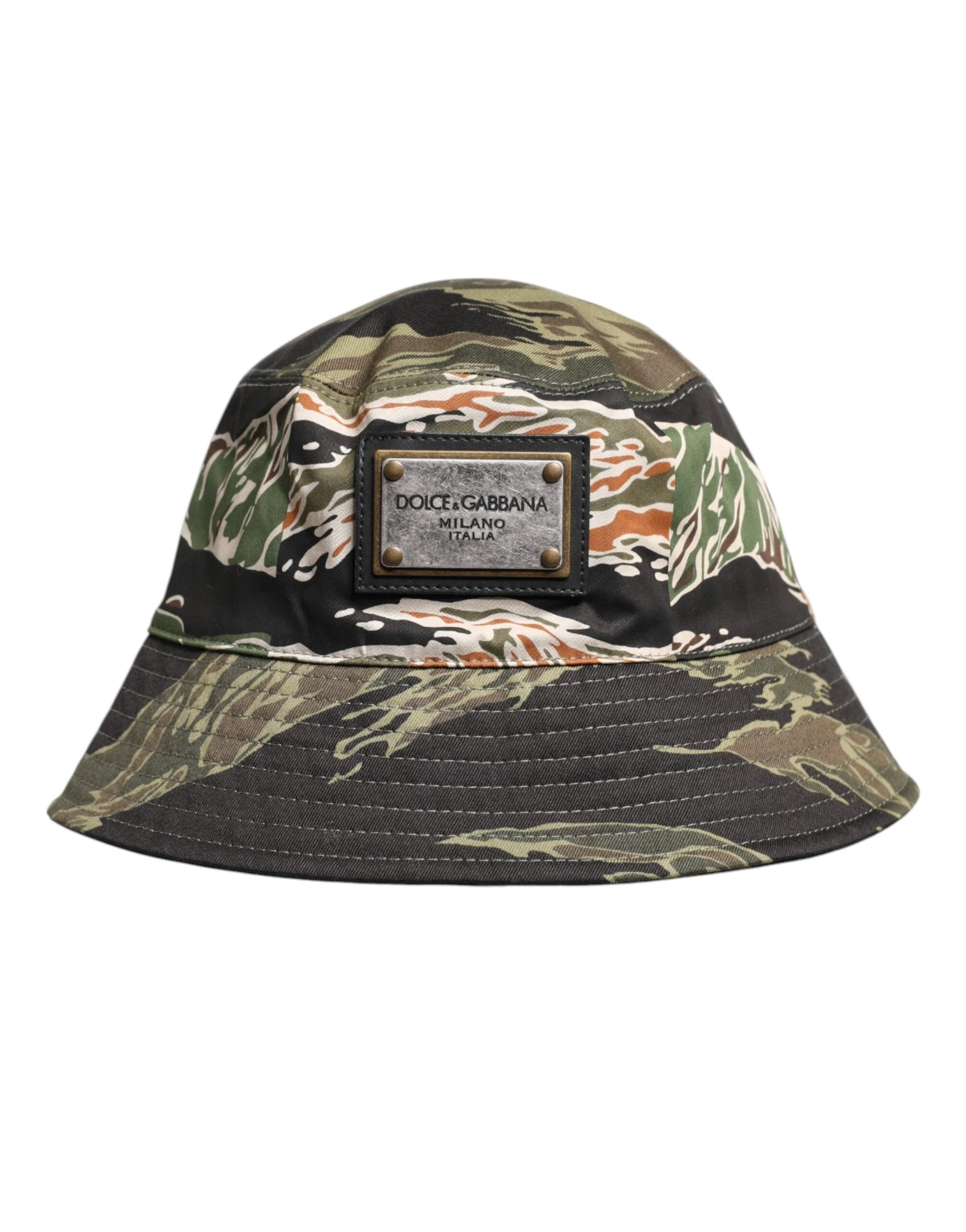 Dolce & Gabbana Multicolor DG Plaque Wide Brim Bucket Hat by Dolce & Gabbana