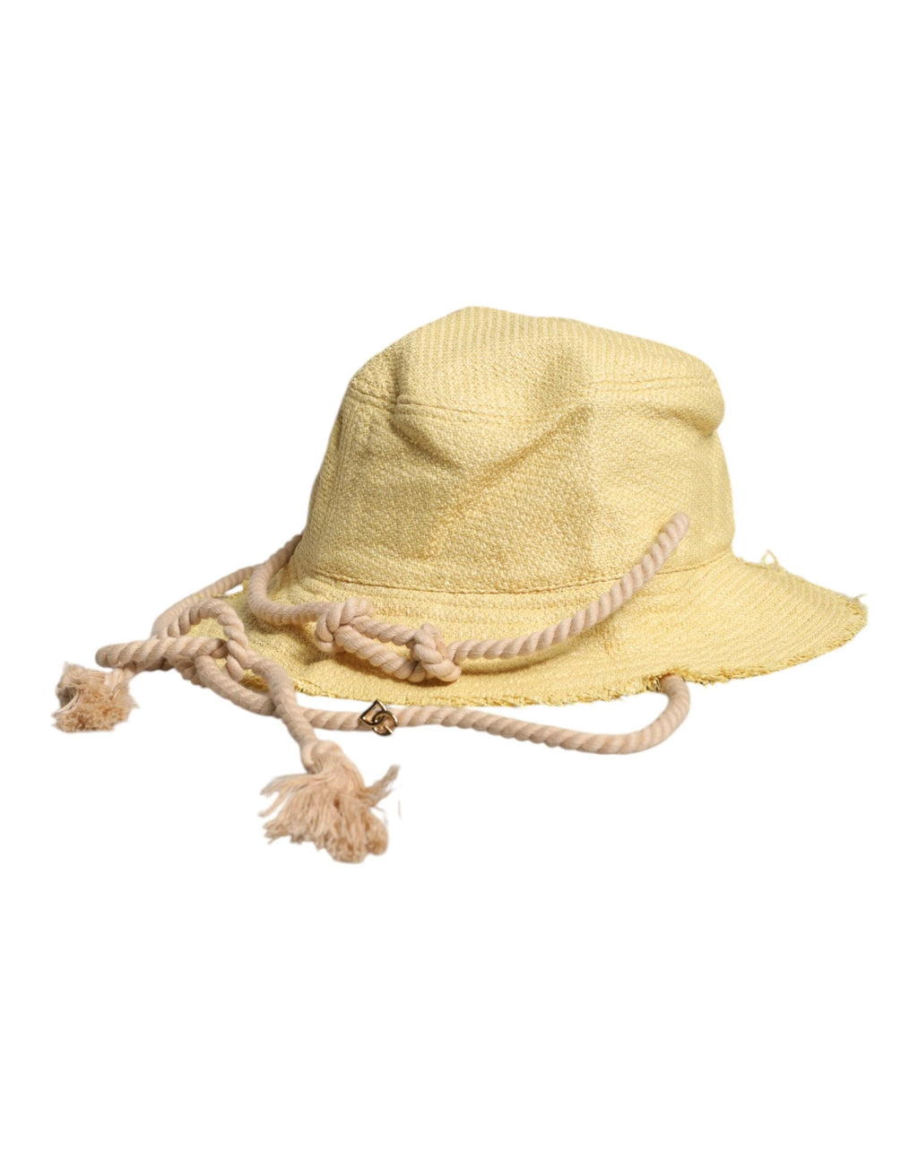Dolce & Gabbana Yellow Cotton Wide Brim Bucket by Dolce & Gabbana