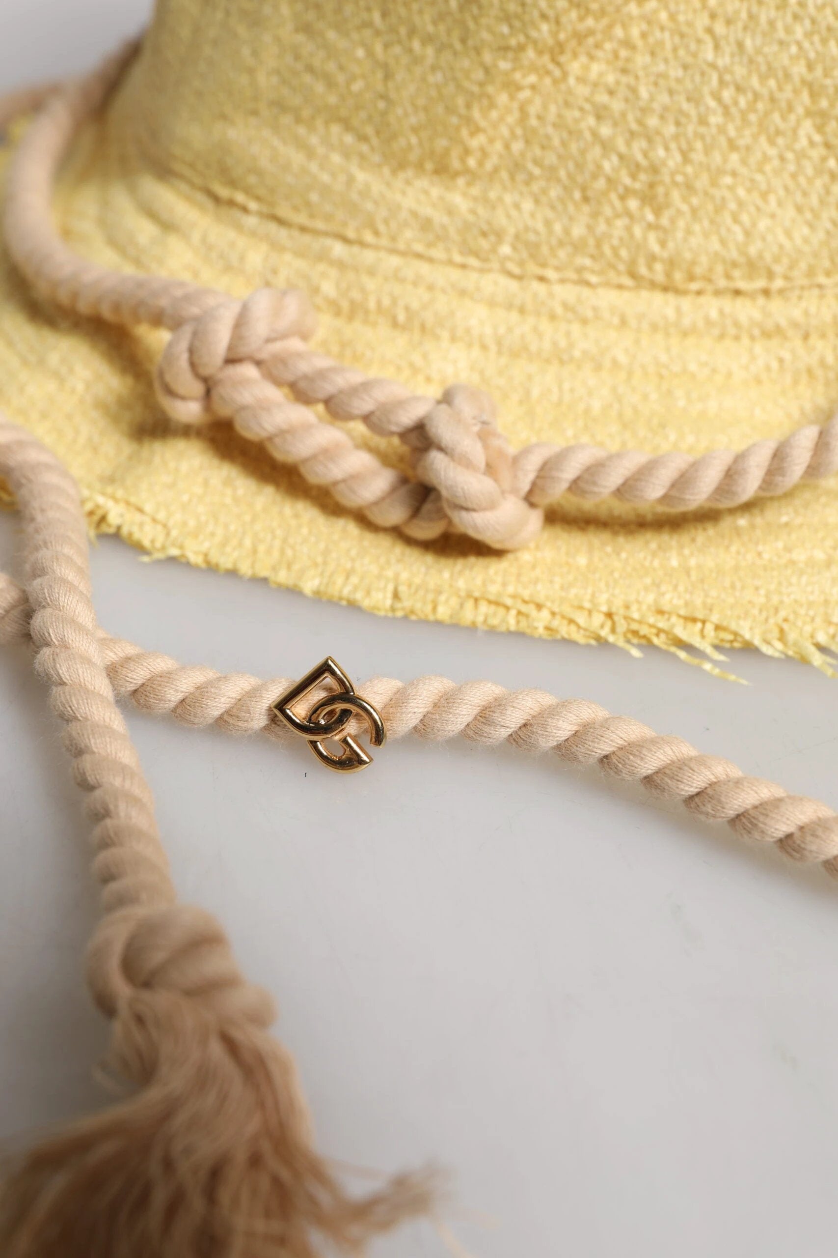 Dolce & Gabbana Yellow Cotton Wide Brim Bucket by Dolce & Gabbana