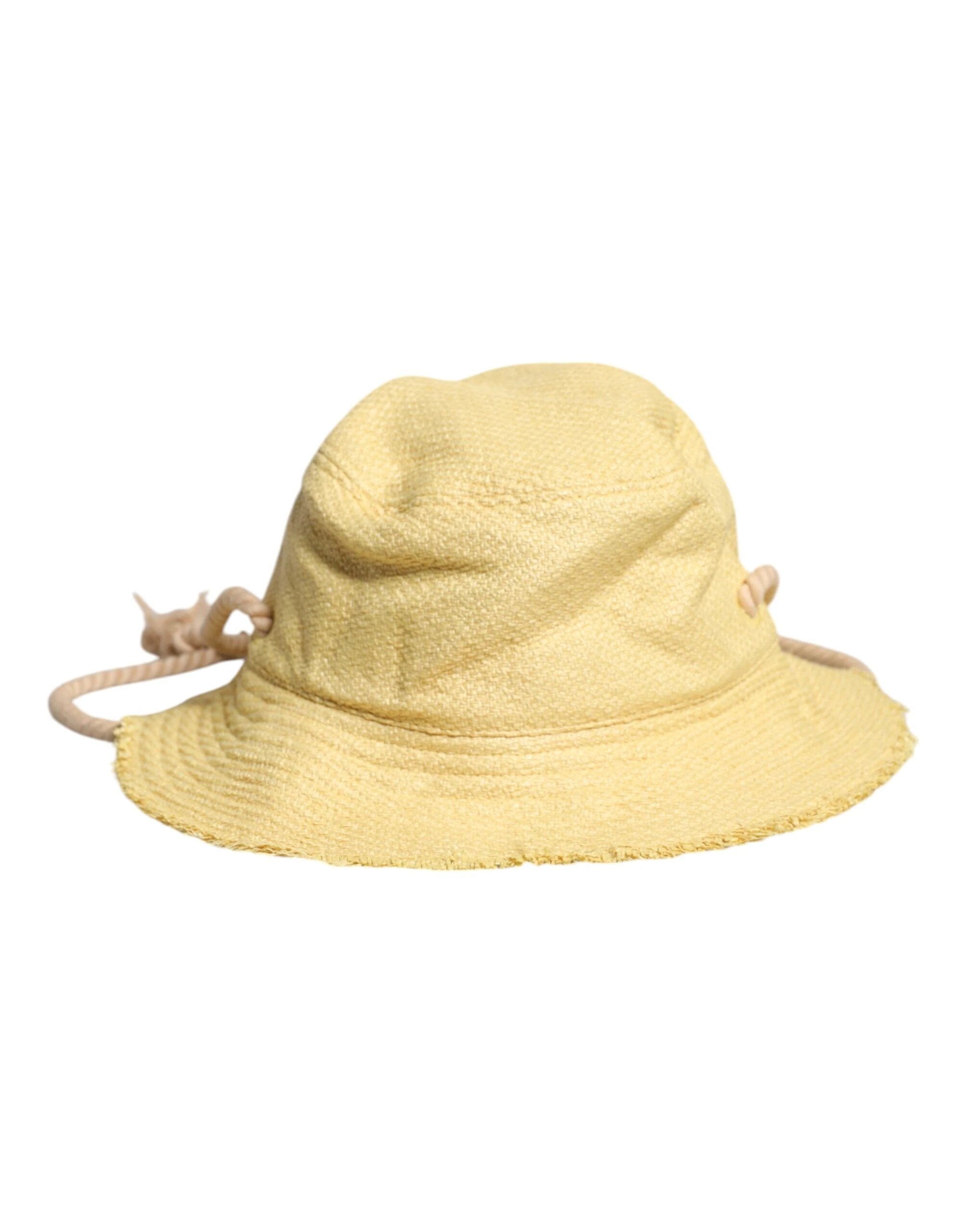 Dolce & Gabbana Yellow Cotton Wide Brim Bucket by Dolce & Gabbana