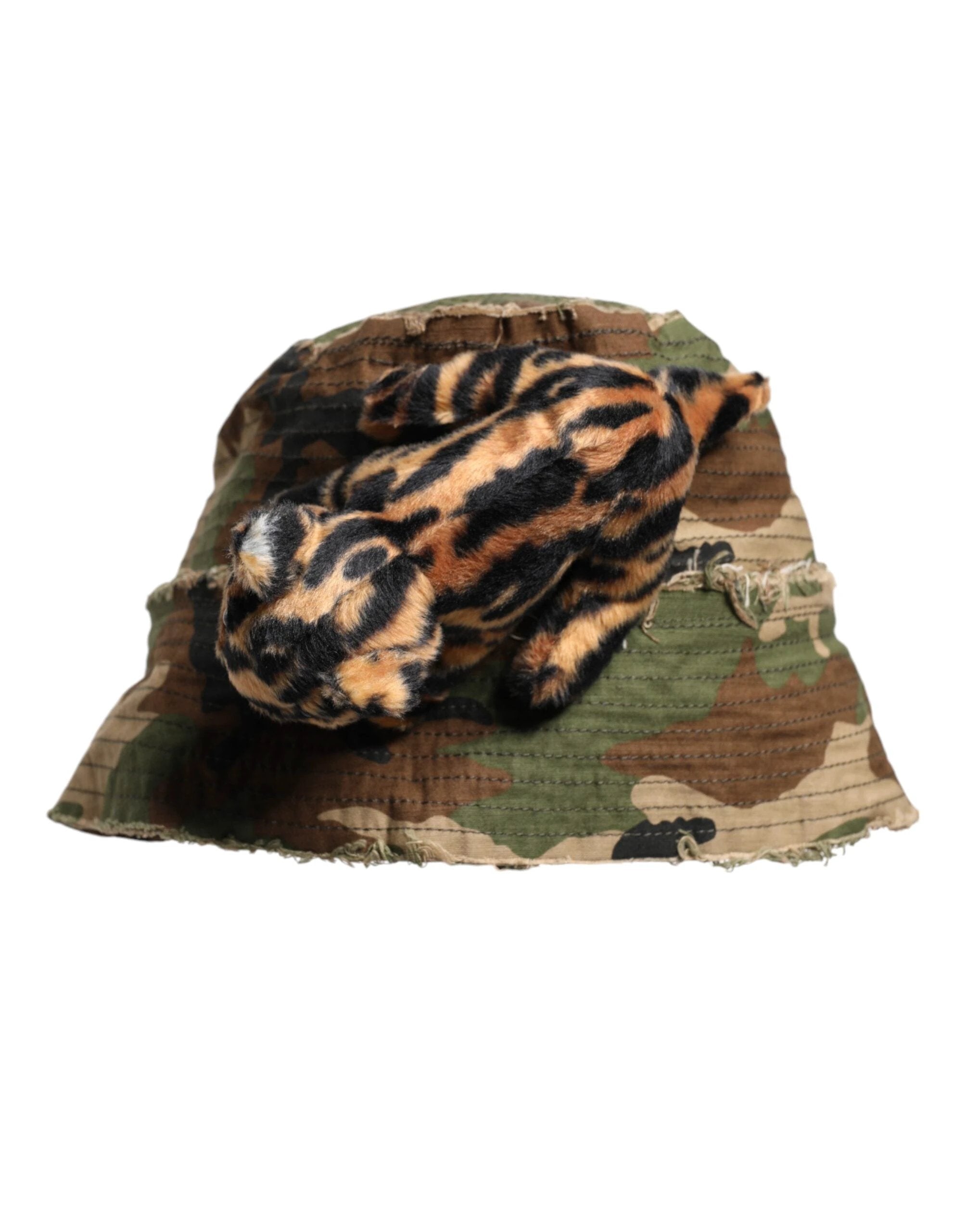 Dolce & Gabbana Multicolor Leopard Embellish Wide Brim Bucket Hat by Dolce & Gabbana