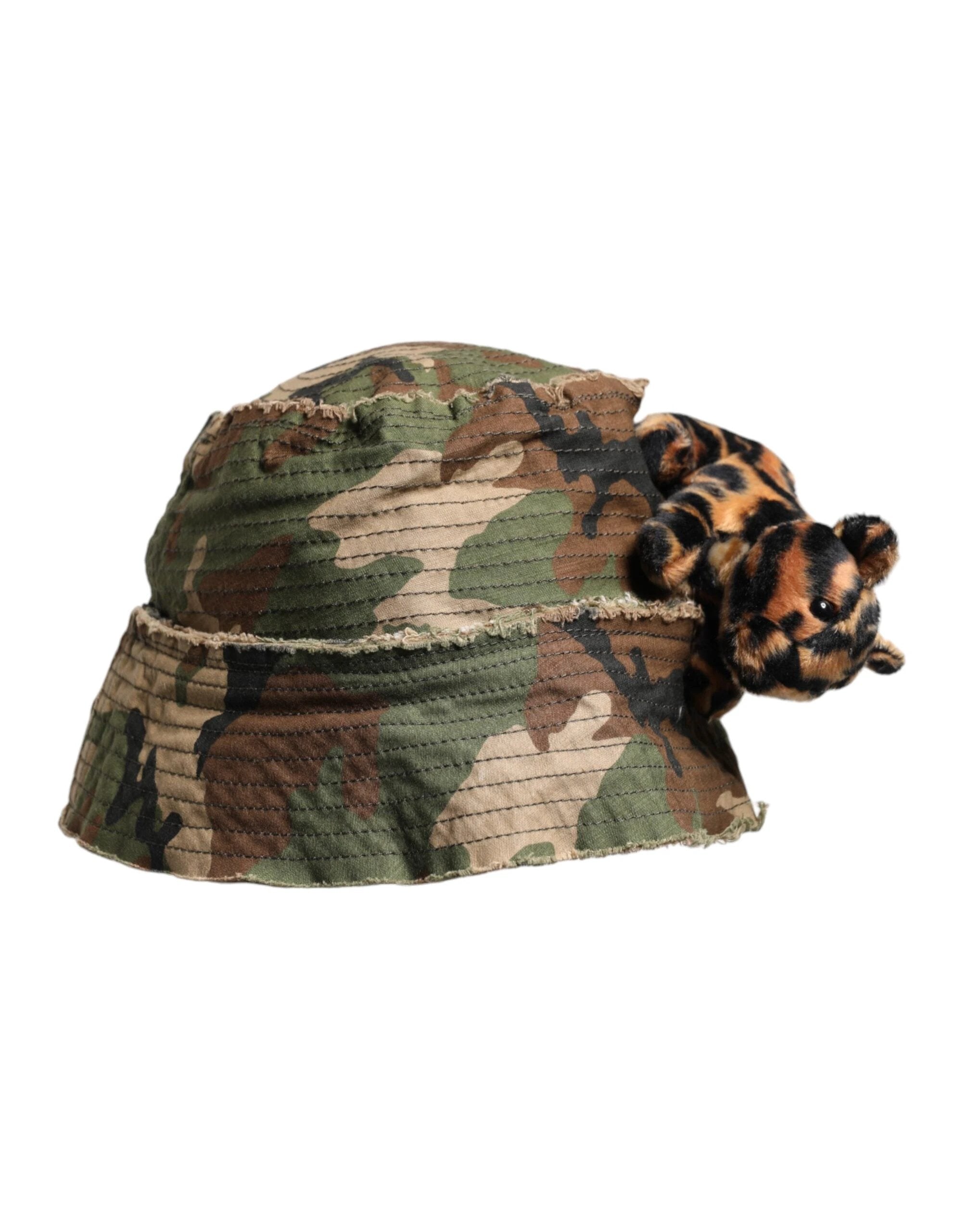 Dolce & Gabbana Multicolor Leopard Embellish Wide Brim Bucket Hat by Dolce & Gabbana