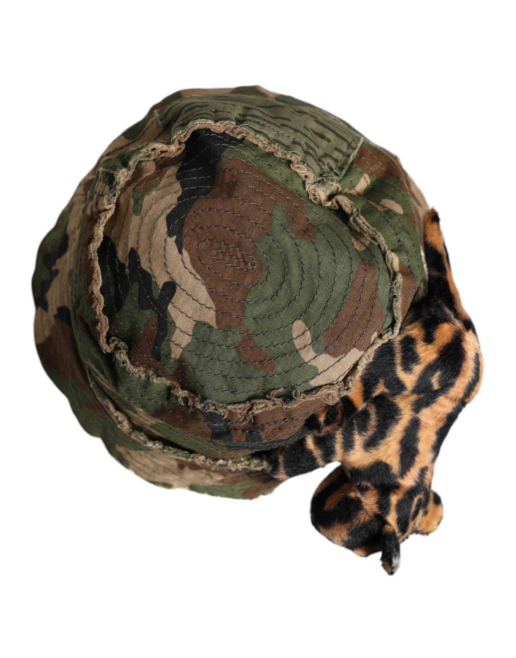 Dolce & Gabbana Multicolor Leopard Embellish Wide Brim Bucket Hat by Dolce & Gabbana