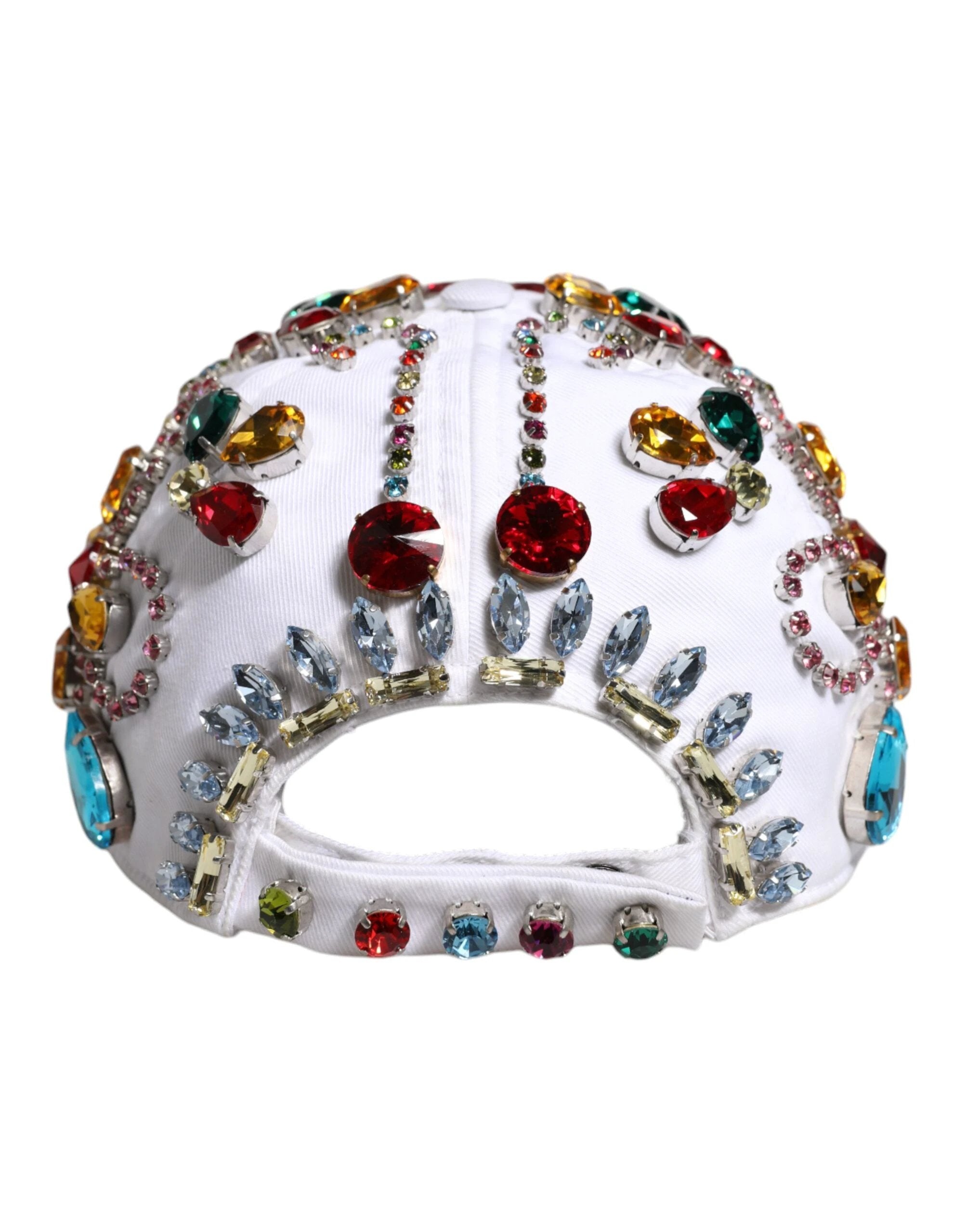 Dolce & Gabbana White Multicolor Crystal Embellish Baseball Cap by Dolce & Gabbana