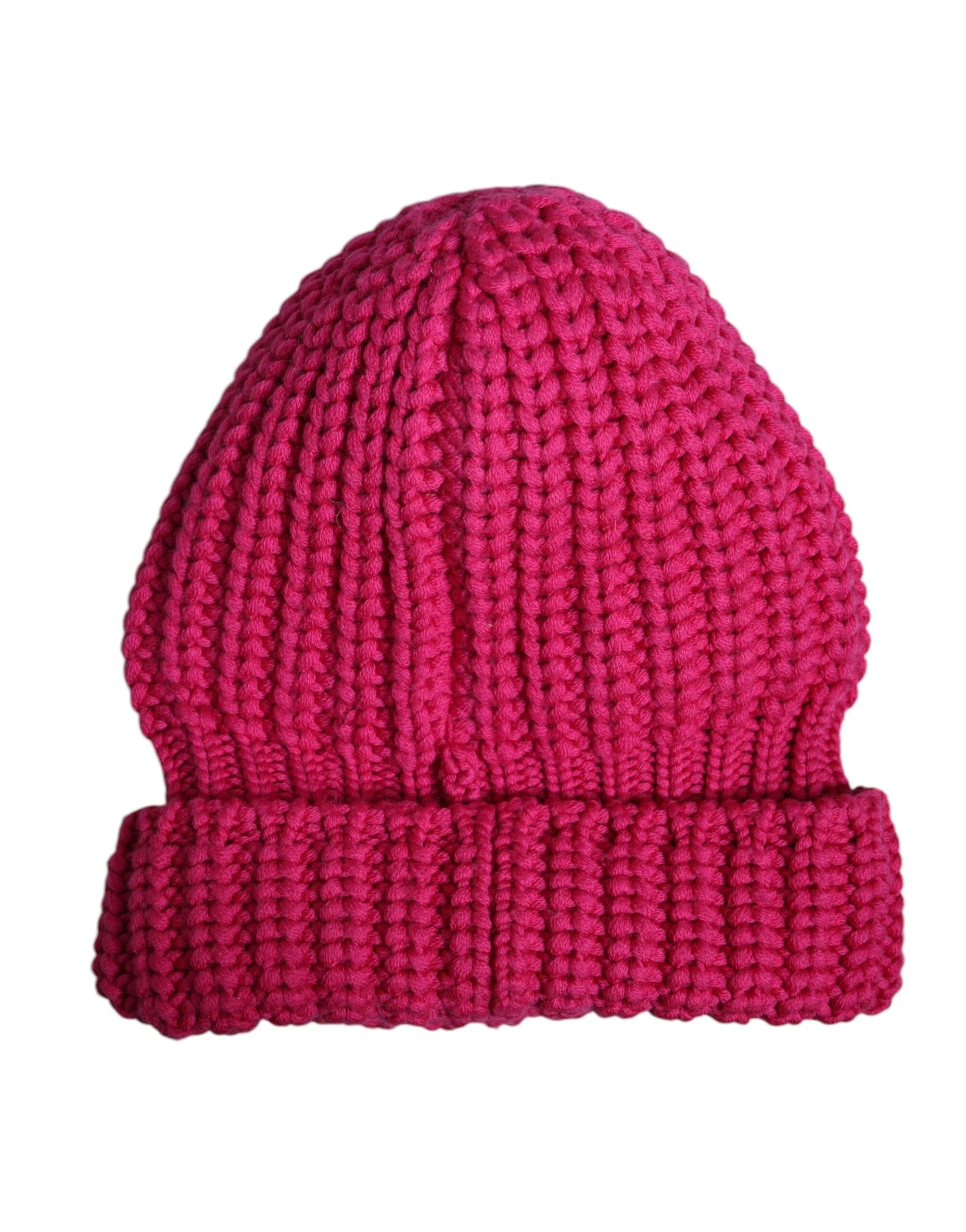 Dolce & Gabbana Pink Solid Wool Knitted Winter Beanie Hat by Dolce & Gabbana