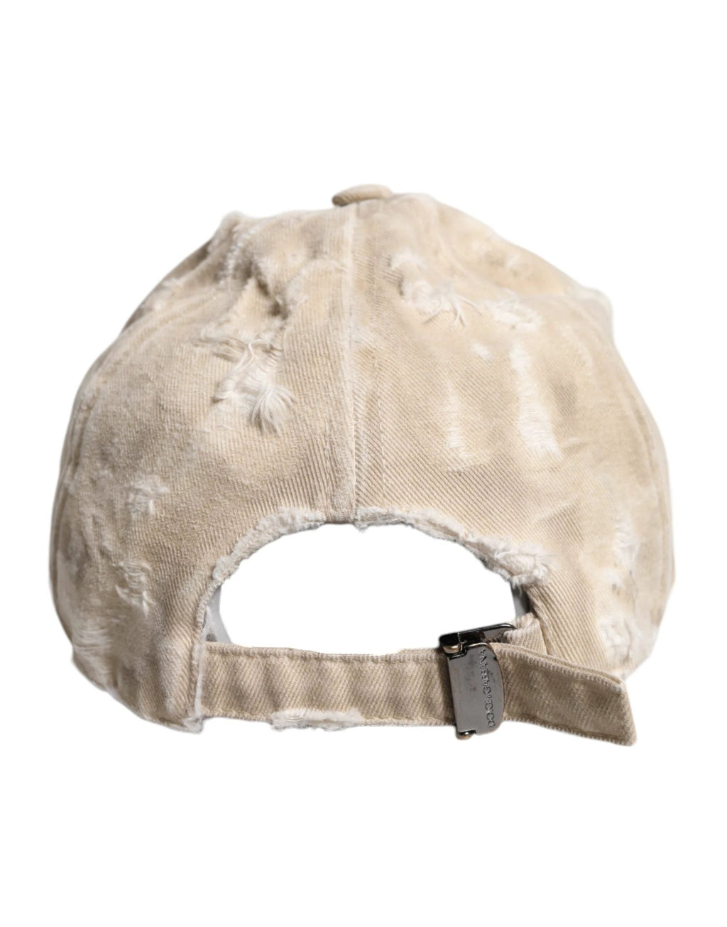 Dolce & Gabbana Beige Tattered Cotton 6 Panels Baseball Cap by Dolce & Gabbana