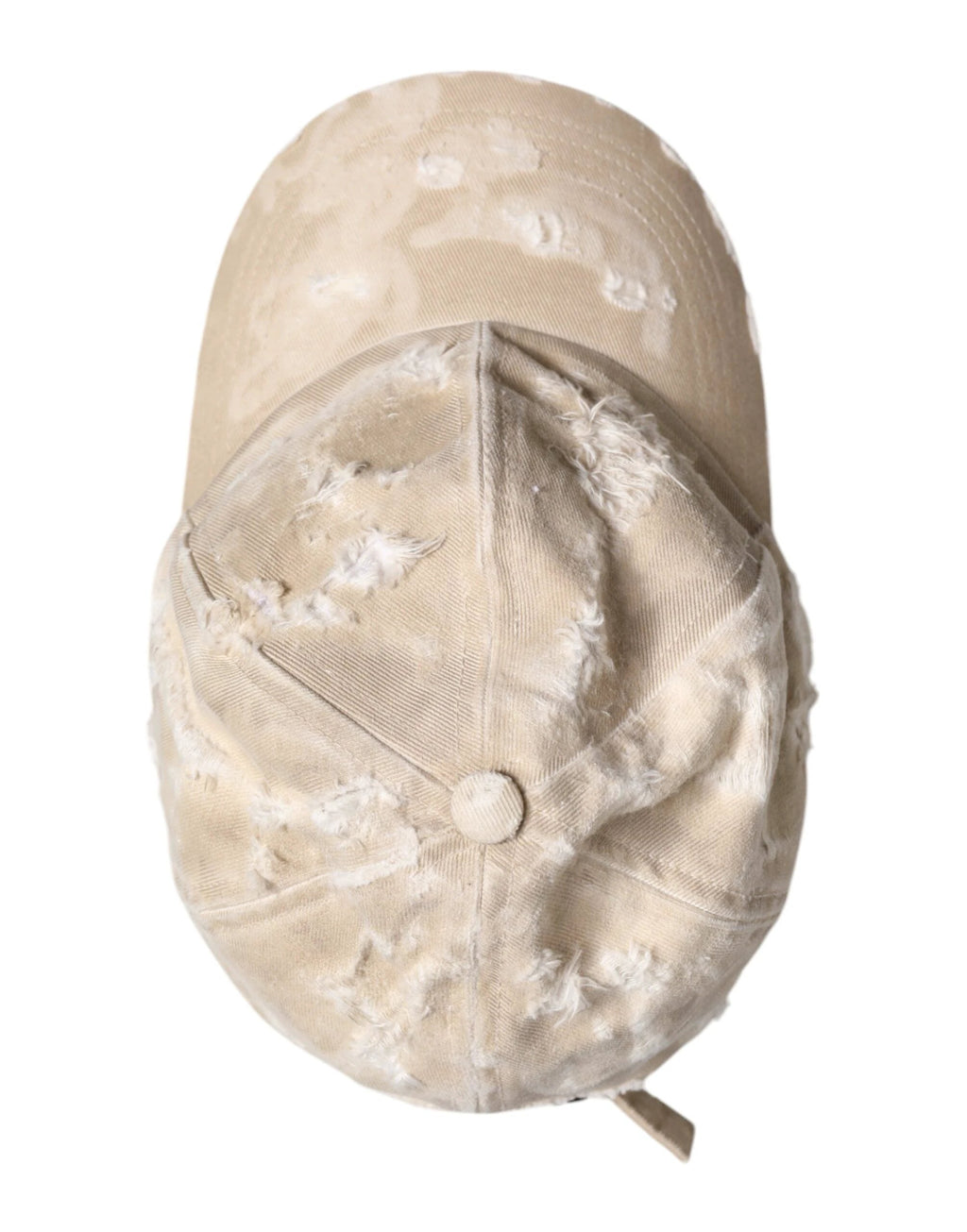 Dolce & Gabbana Beige Tattered Cotton 6 Panels Baseball Cap by Dolce & Gabbana