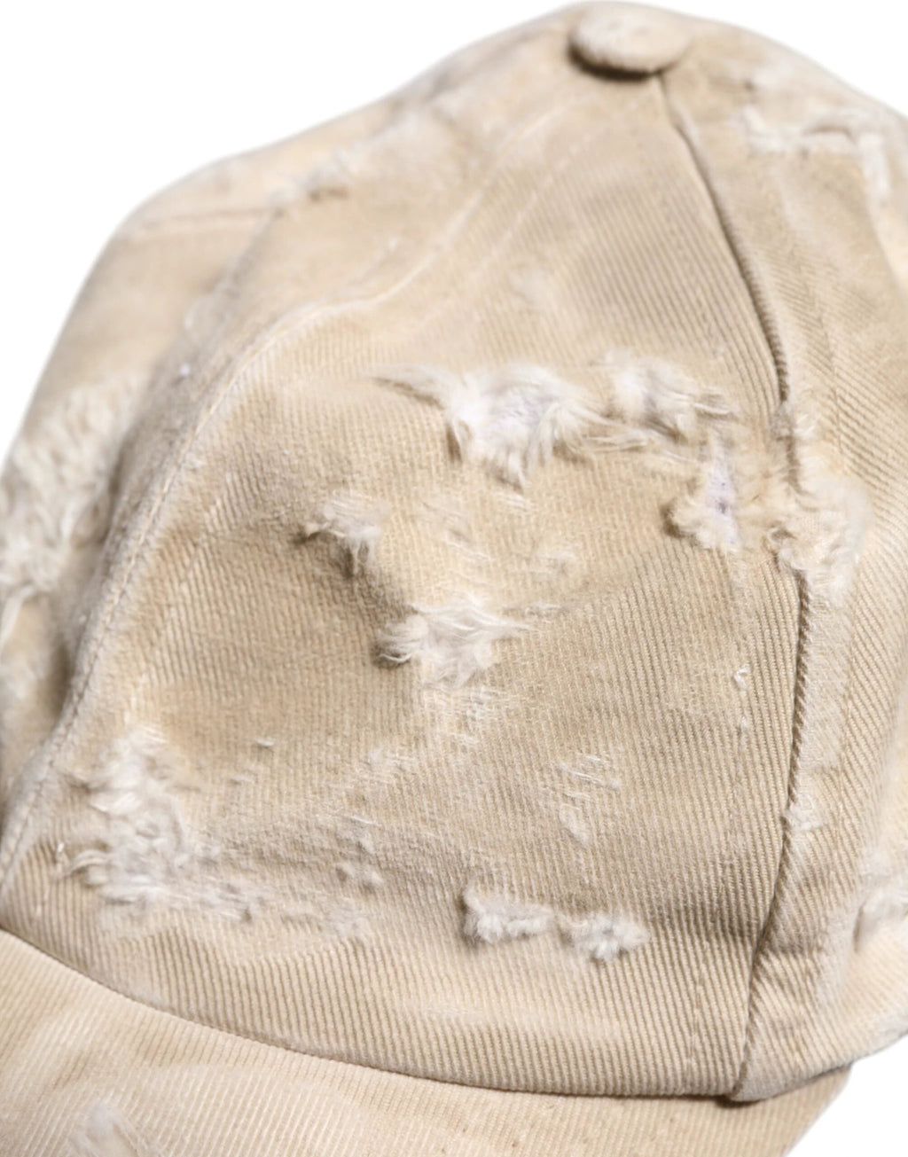 Dolce & Gabbana Beige Tattered Cotton 6 Panels Baseball Cap by Dolce & Gabbana