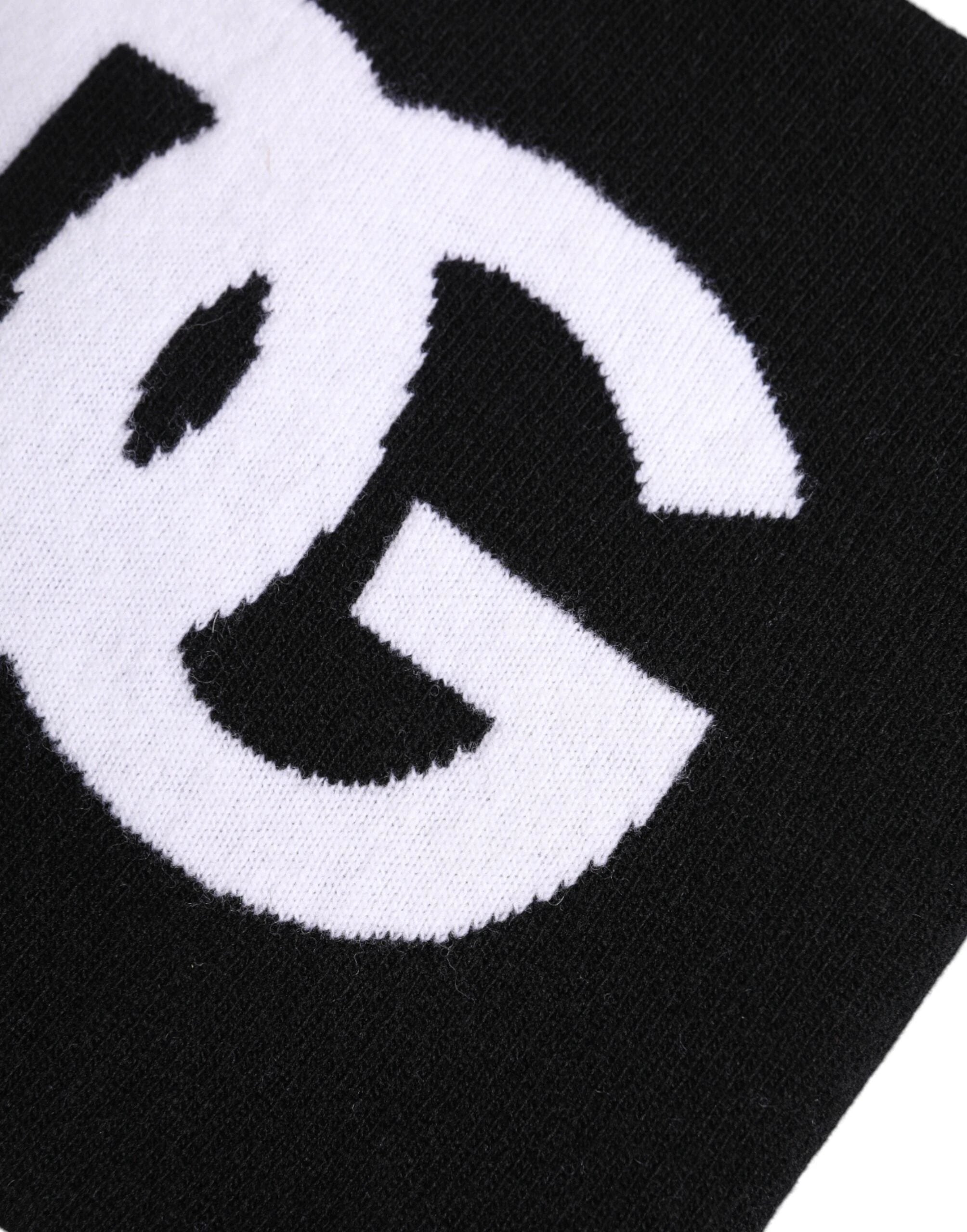 Dolce & Gabbana Black White Logo Print Knitted Neck Warmer Scarf by Dolce & Gabbana