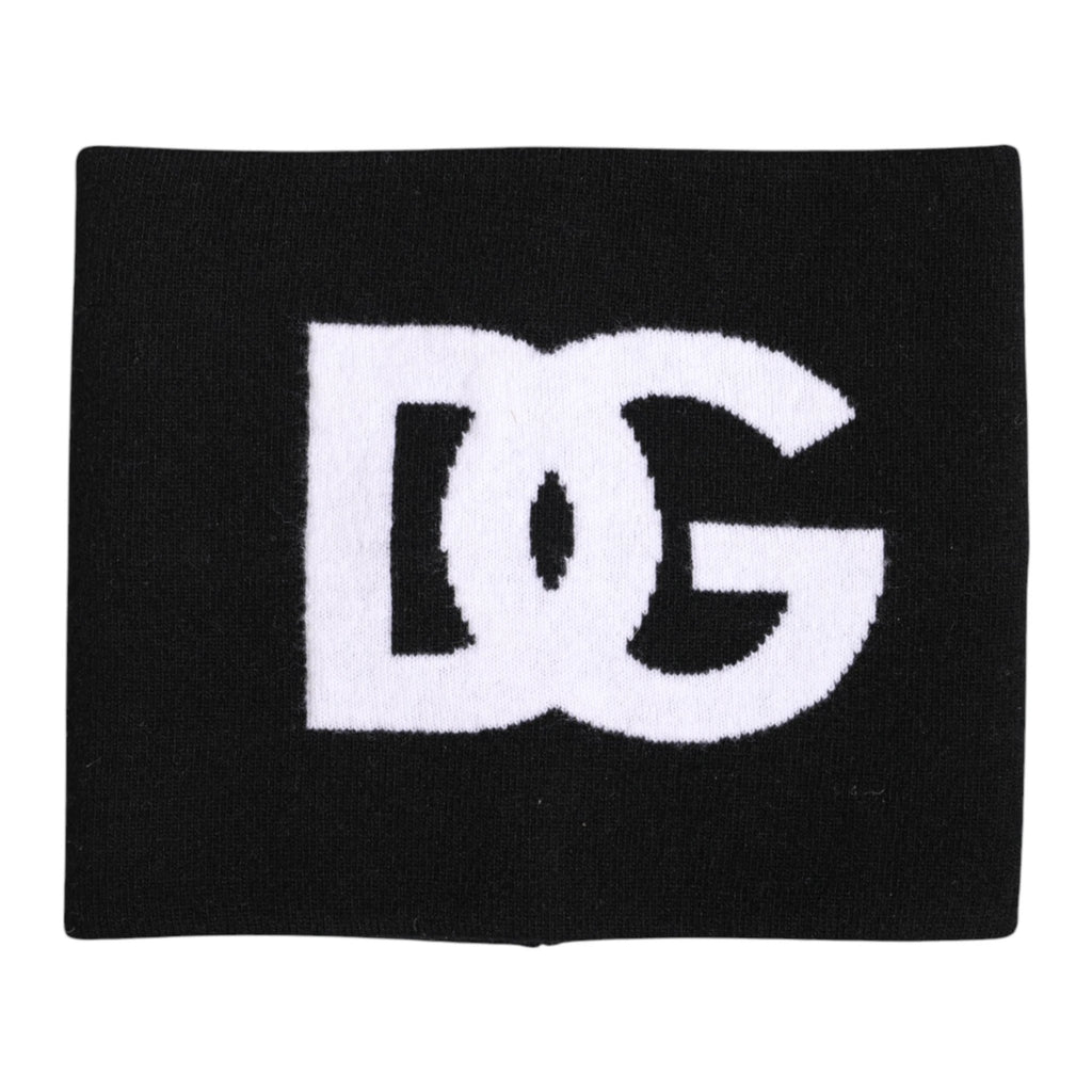 Dolce & Gabbana Black White Logo Print Knitted Neck Warmer Scarf by Dolce & Gabbana