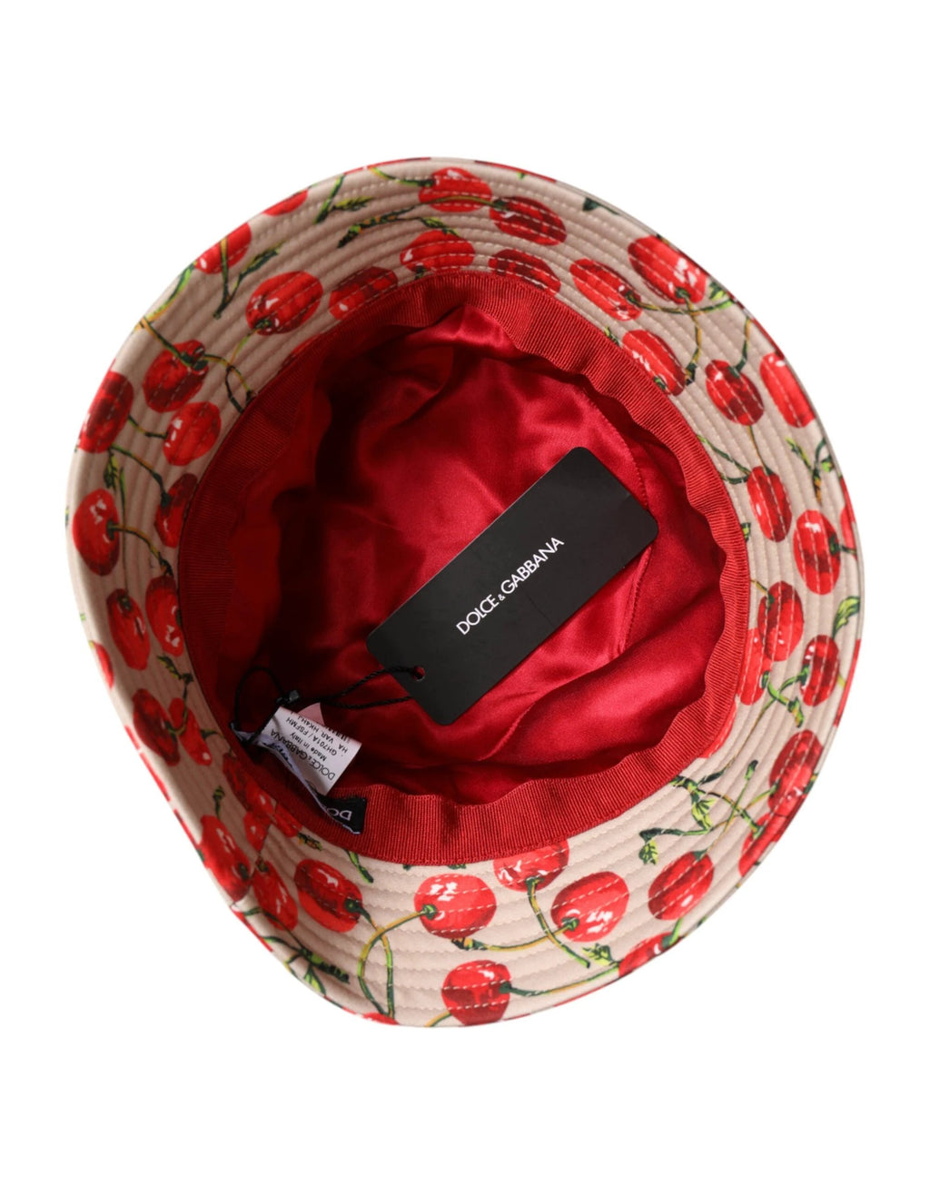 Dolce & Gabbana Beige Cotton Printed Wide Brim Bucket Hat by Dolce & Gabbana