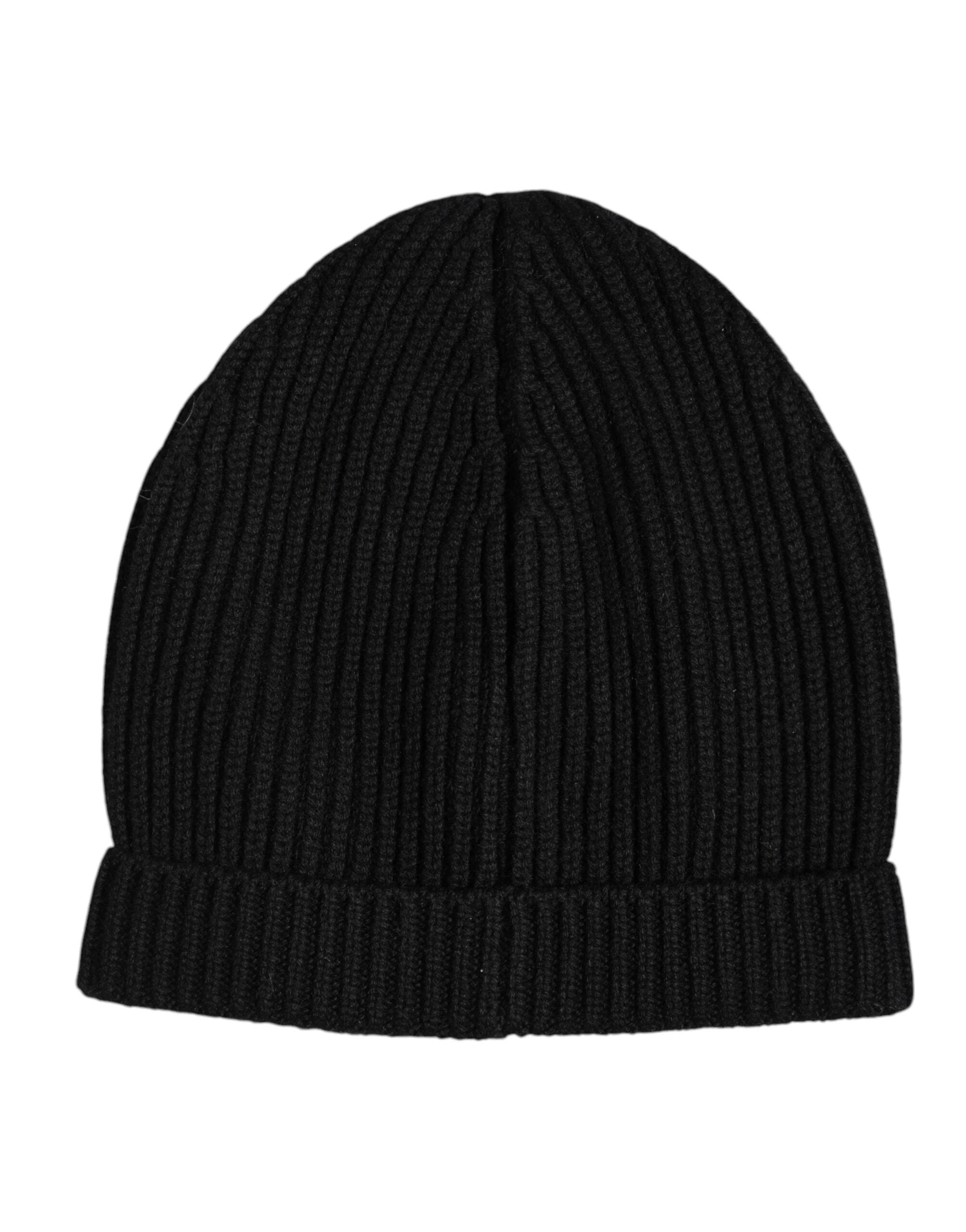 Dolce & Gabbana Black Cashmere Knitted Winter Beanie Hat by Dolce & Gabbana