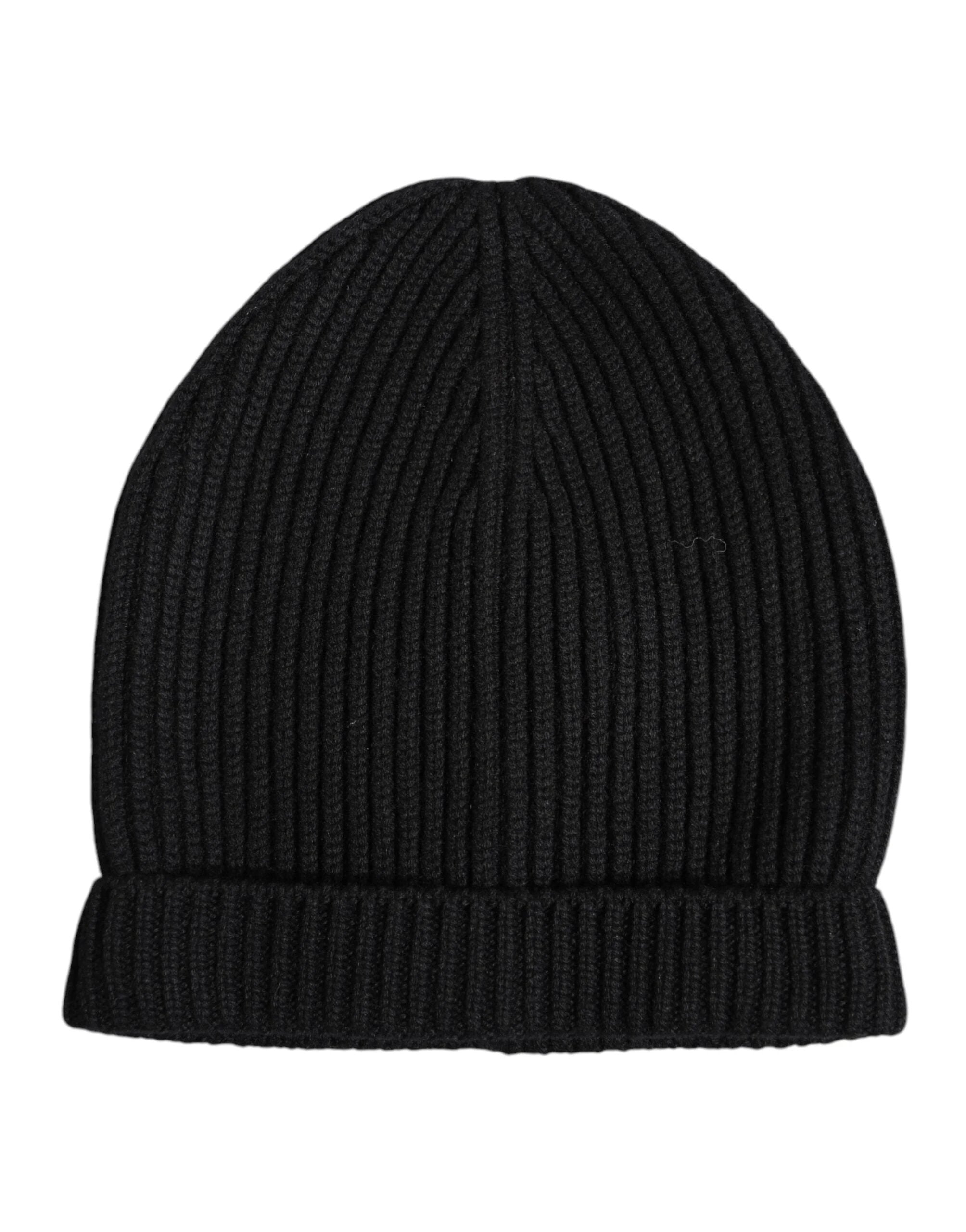 Dolce & Gabbana Black Cashmere Knitted Winter Beanie Hat by Dolce & Gabbana