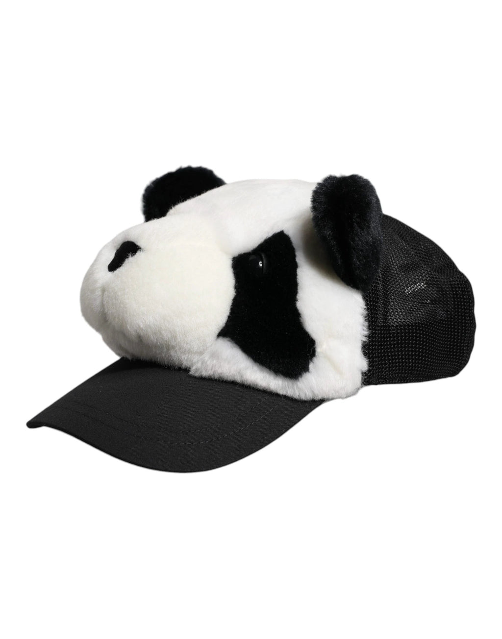 Dolce & Gabbana Black White Panda Fur Women Baseball Cap by Dolce & Gabbana