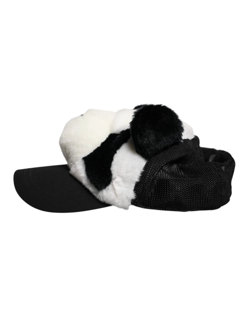 Dolce & Gabbana Black White Panda Fur Women Baseball Cap by Dolce & Gabbana
