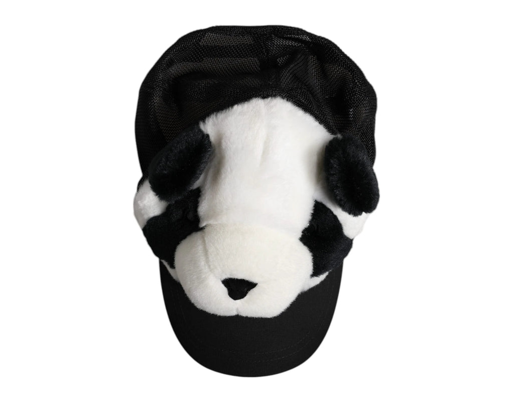 Dolce & Gabbana Black White Panda Fur Women Baseball Cap by Dolce & Gabbana